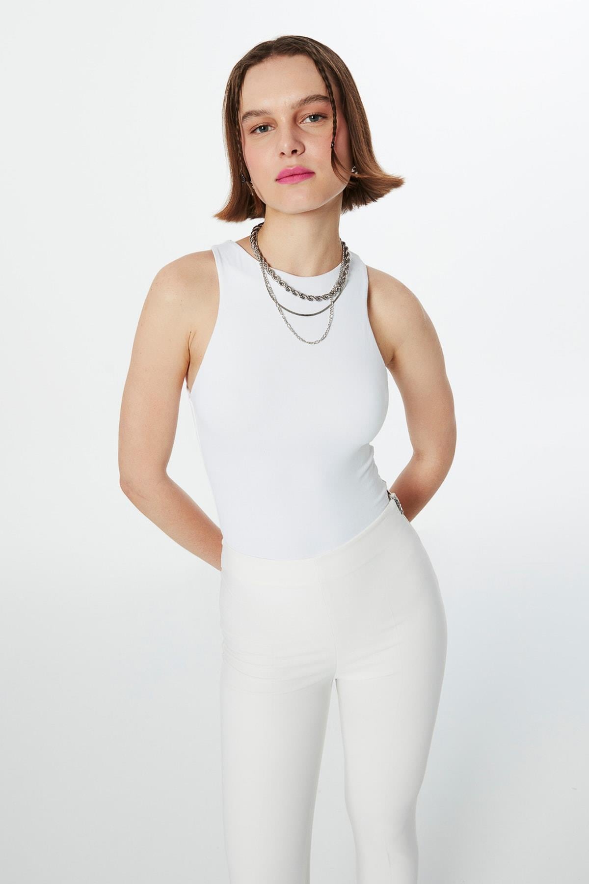 TWIST Fermuar Detaylı Ekru Pantolon