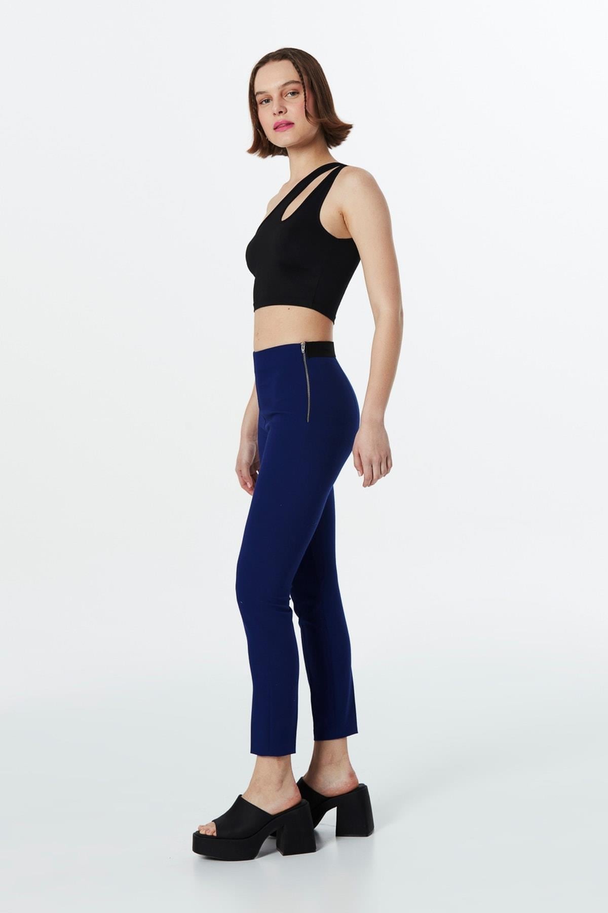 TWIST Fermuar Detaylı Lacivert Pantolon