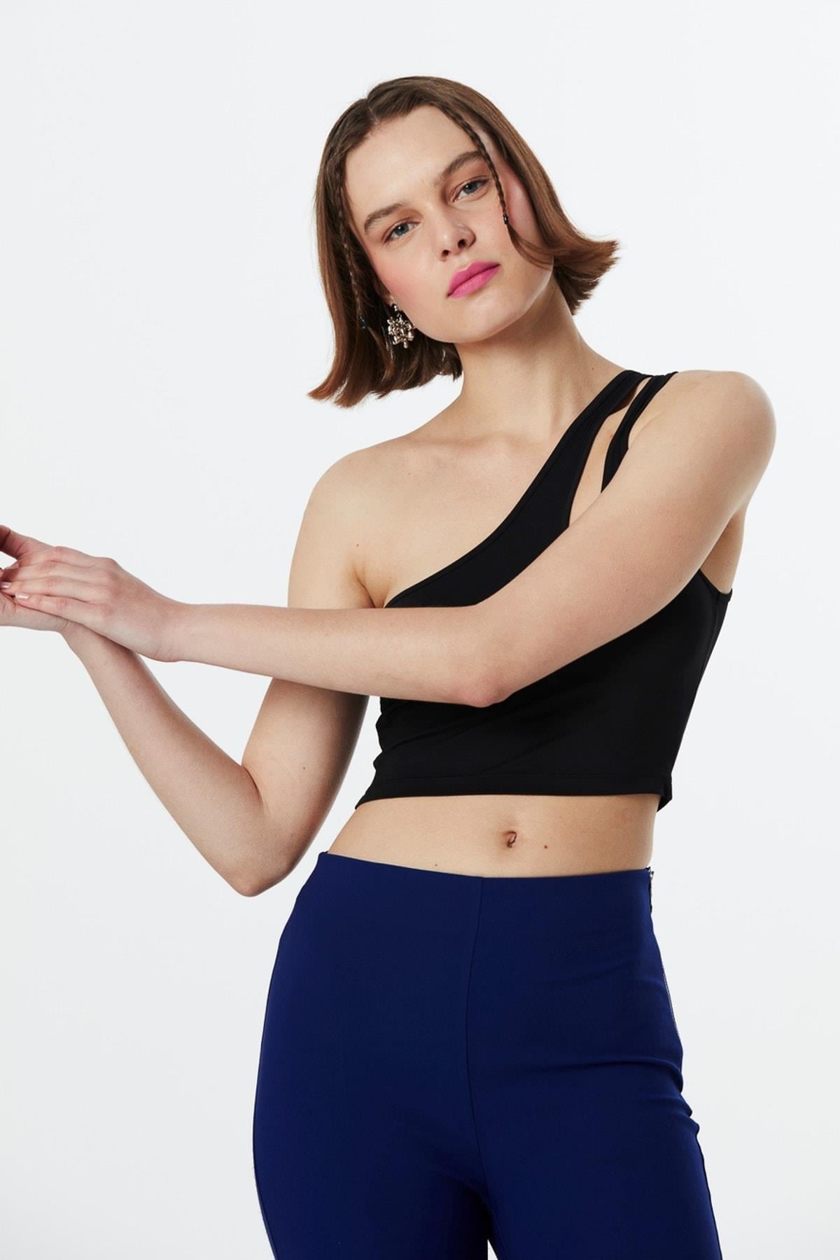 TWIST Fermuar Detaylı Lacivert Pantolon