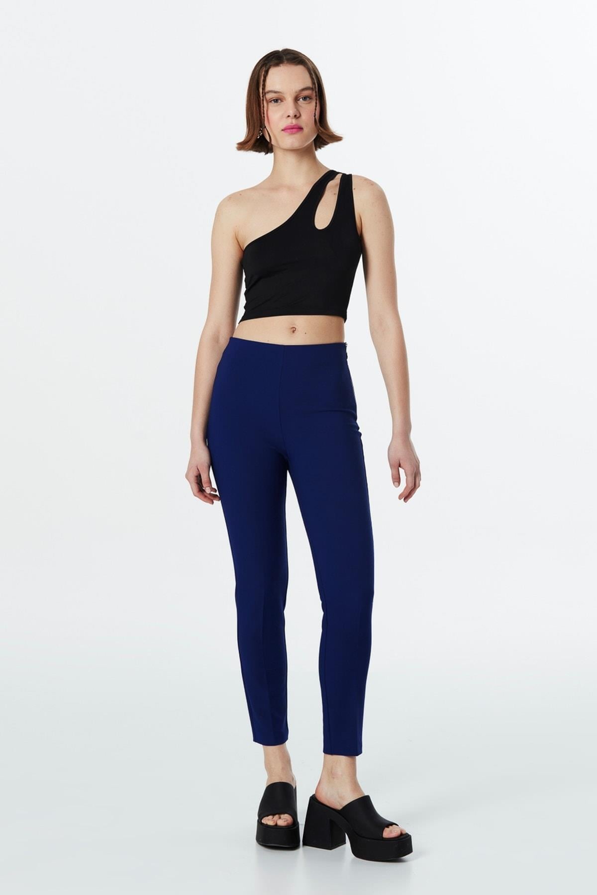 TWIST Fermuar Detaylı Lacivert Pantolon