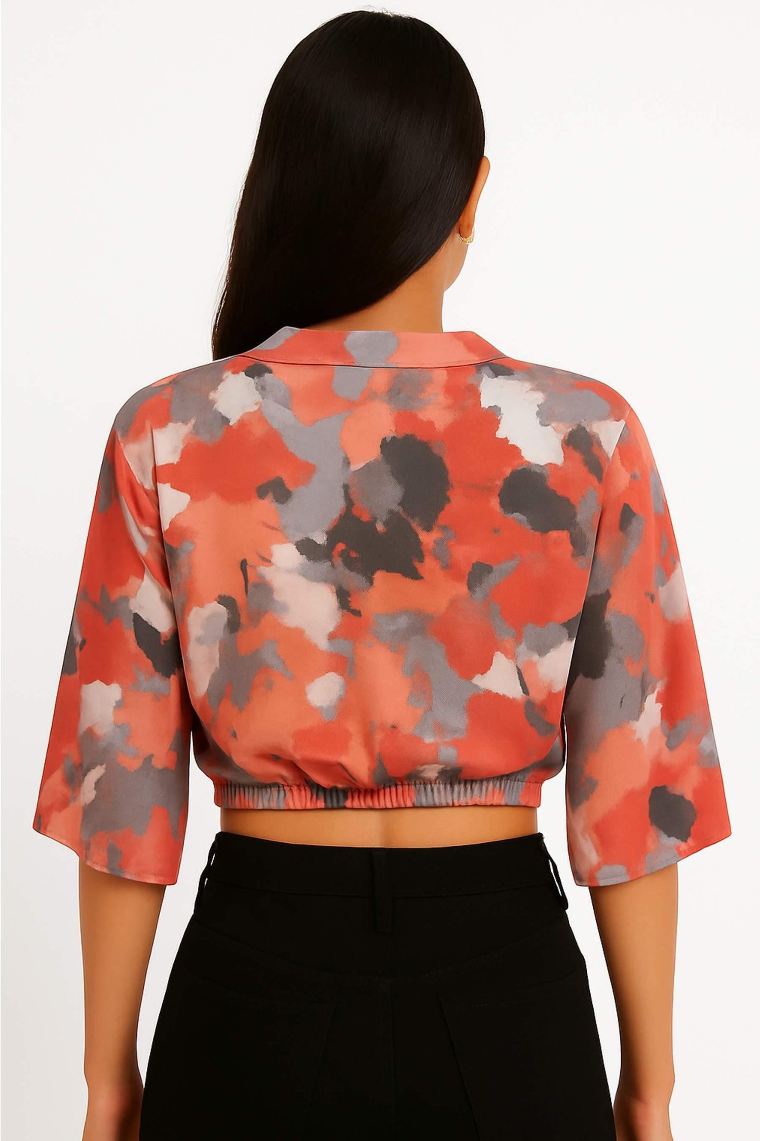 TWIST TURUNCU-DESENLI 06209 / BLUZ