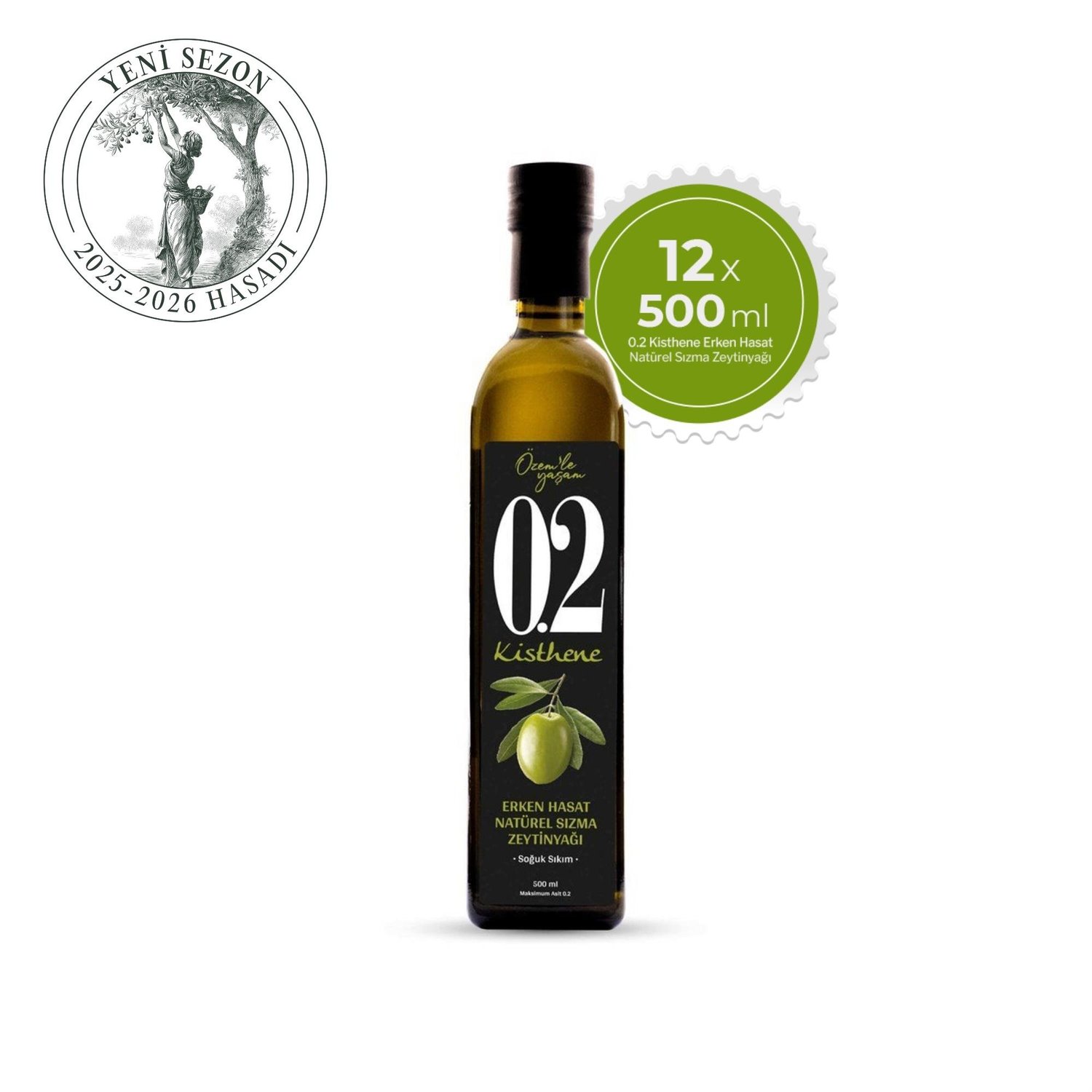 Kisthene 02 Erken Hasat Natürel Sızma Zeytinyağı 12*500 ml