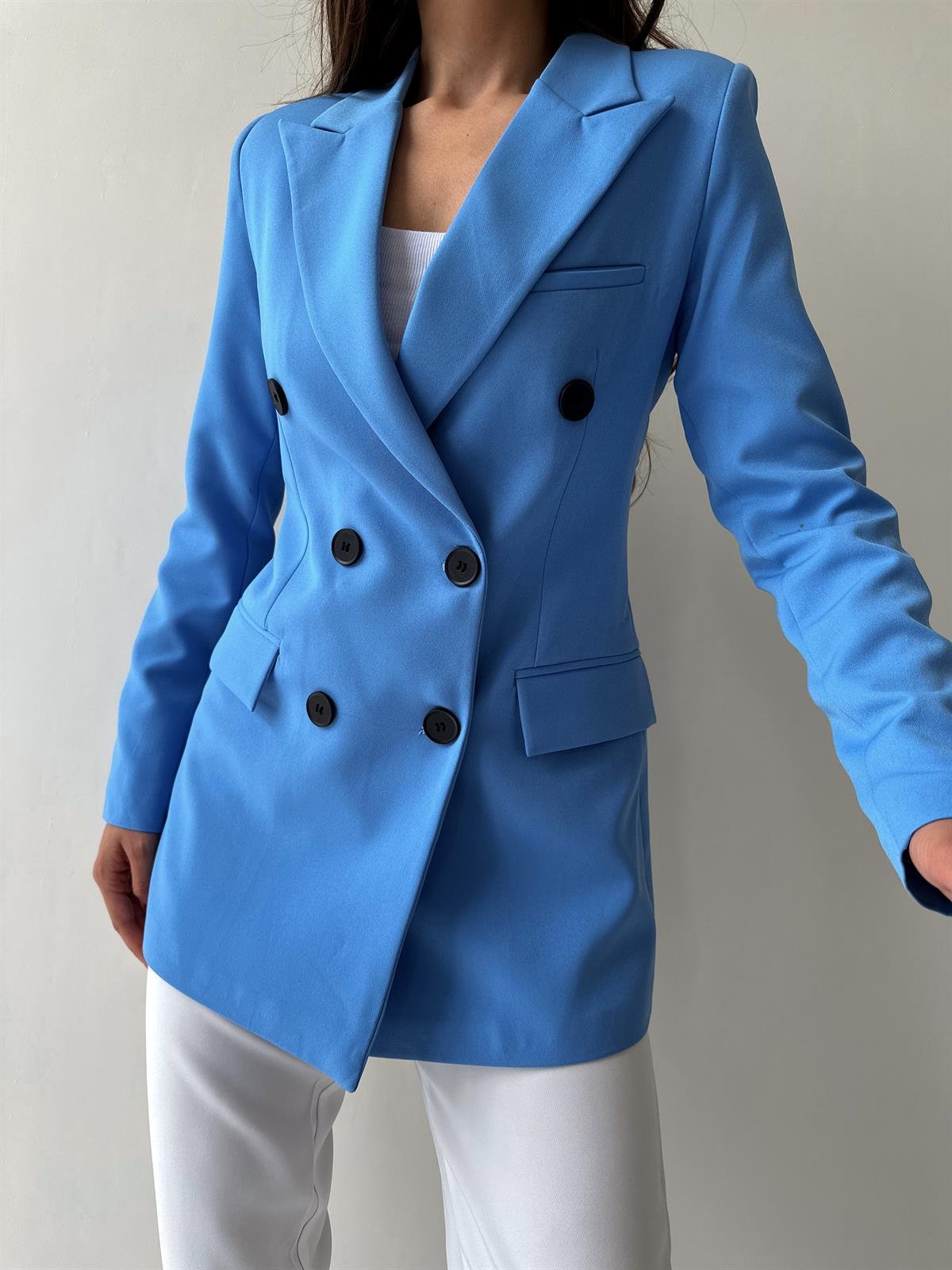 Atlas Kruvaze Blazer Ceket Mavi