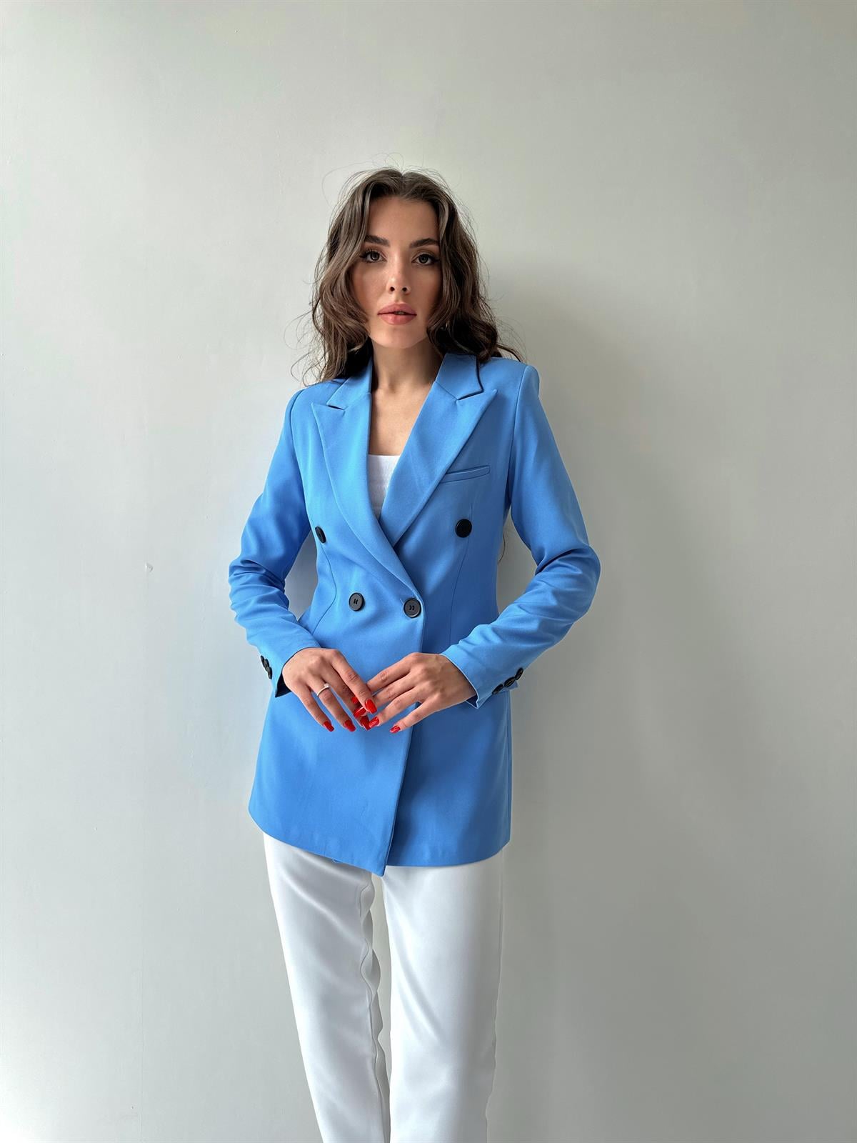Atlas Kruvaze Blazer Ceket Mavi