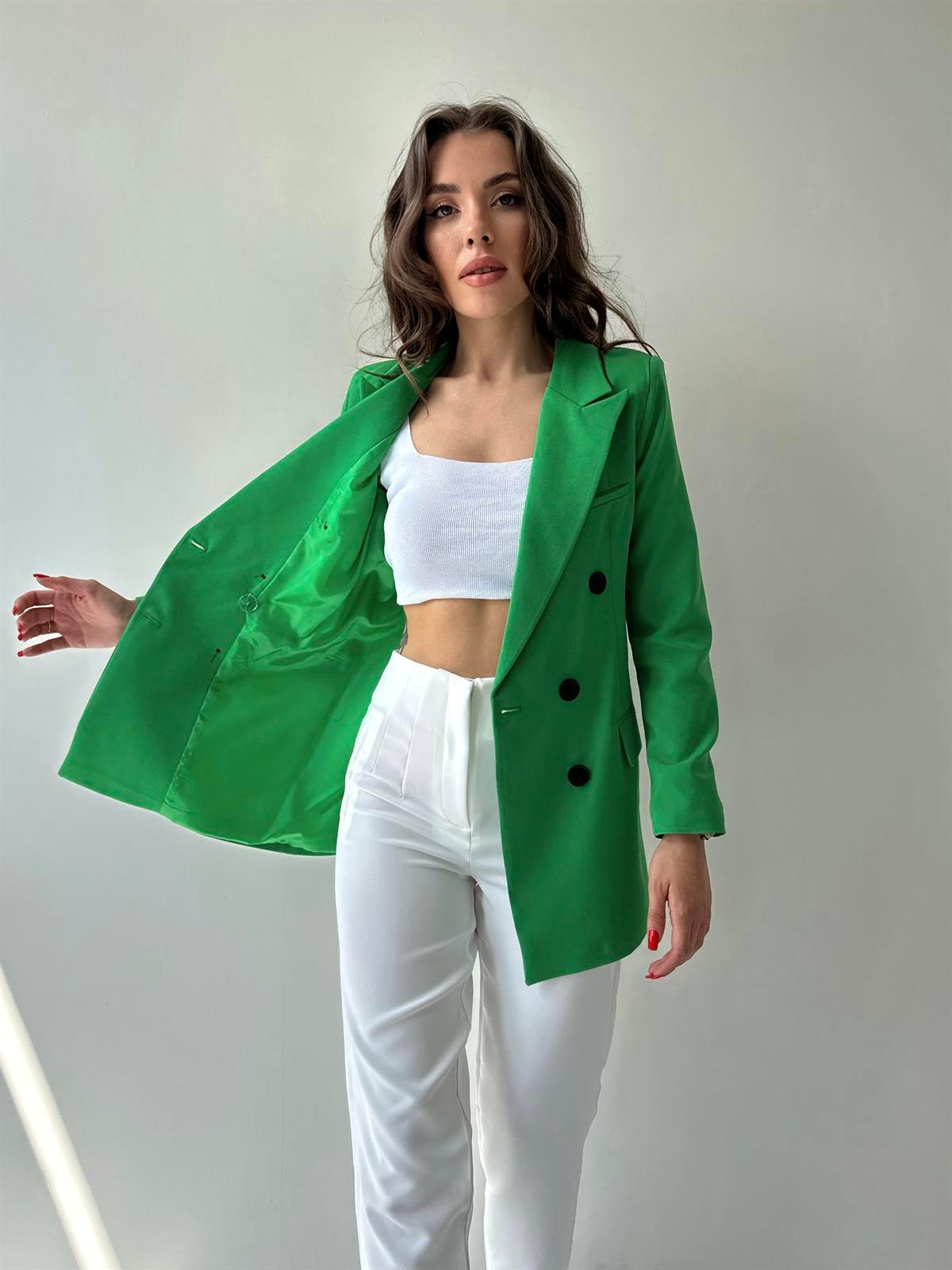 Atlas Kruvaze Blazer Ceket Yeşil