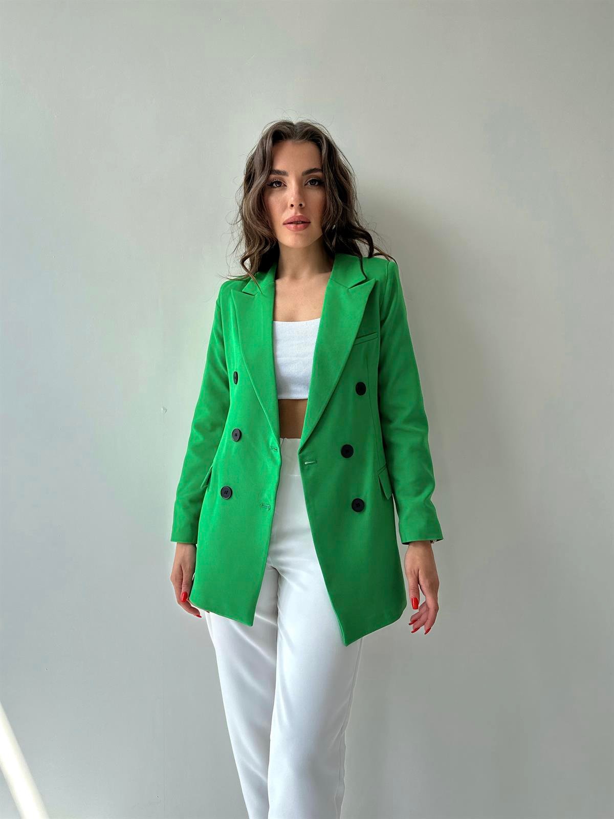 Atlas Kruvaze Blazer Ceket Yeşil