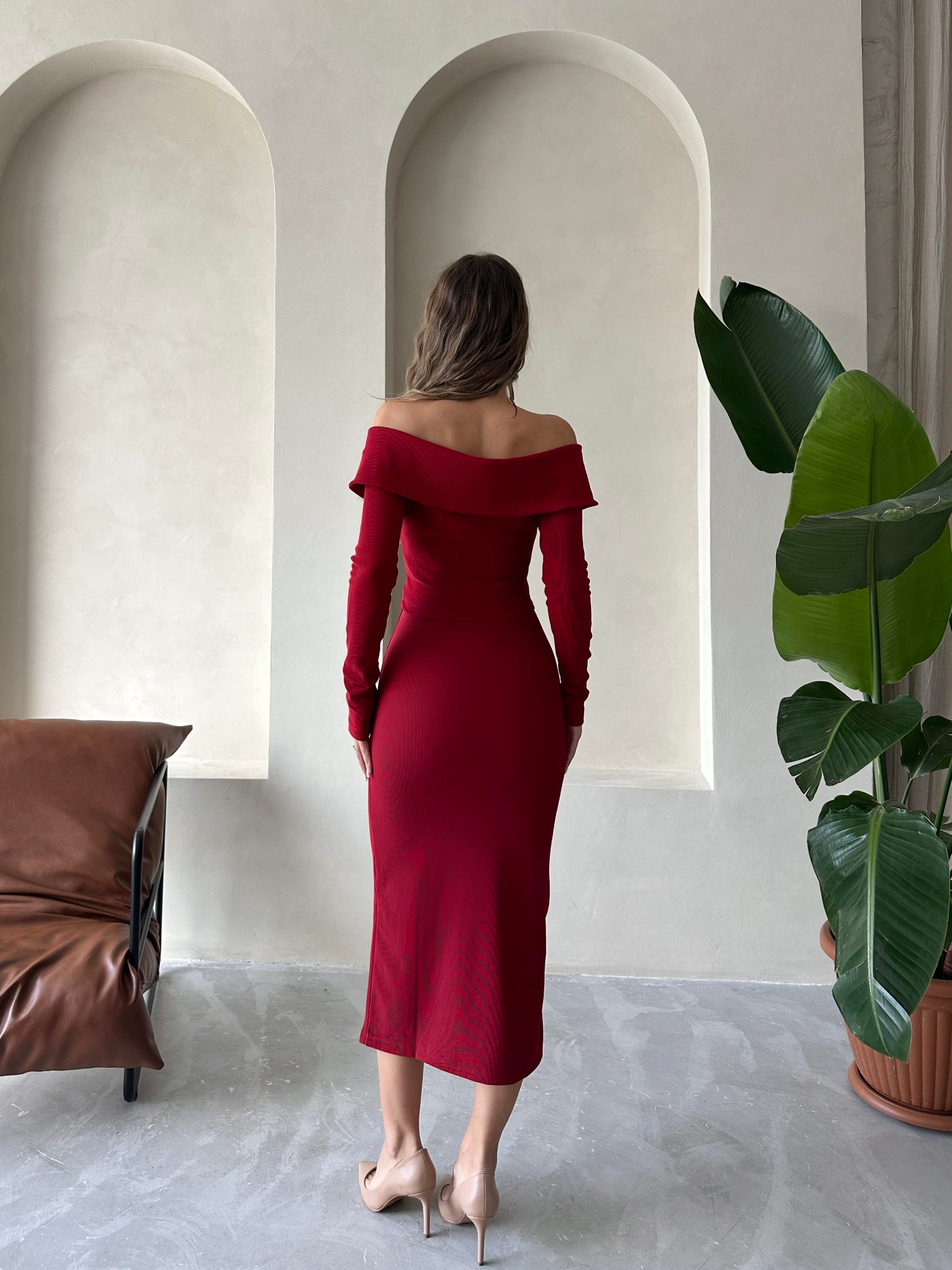 Düşük Yaka Fermuarlı Triko Bluz Bordo