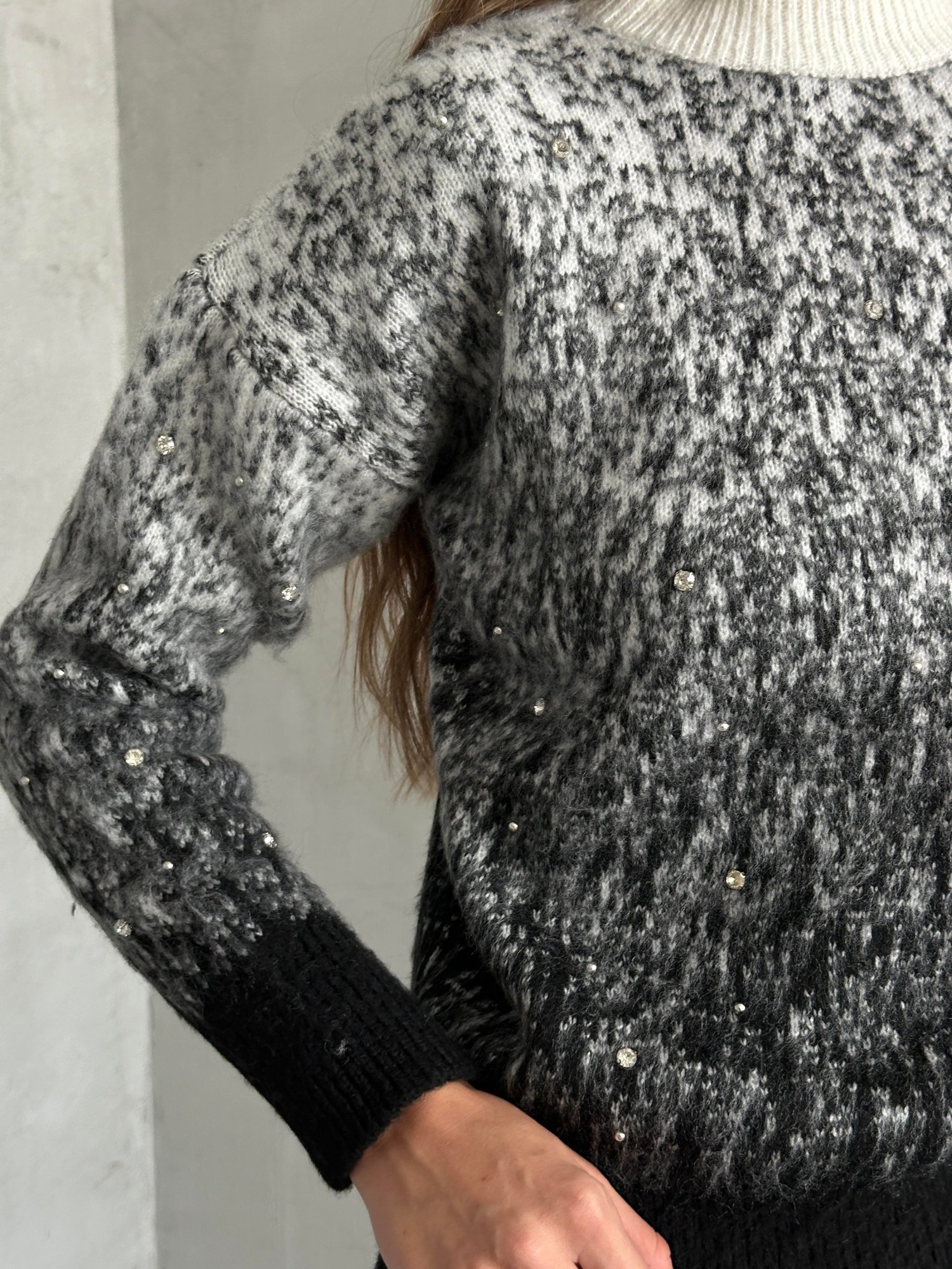 Kar Desen Taşlı Yumoş Kazak Antrasit
