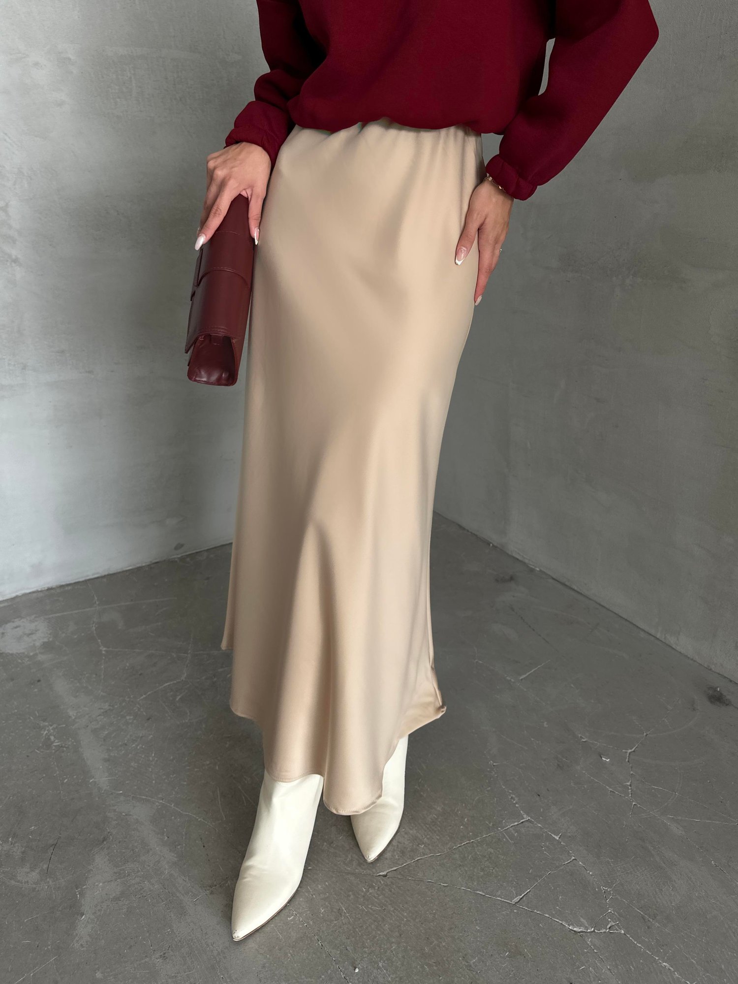 Maxi Boy Saten Etek Bej
