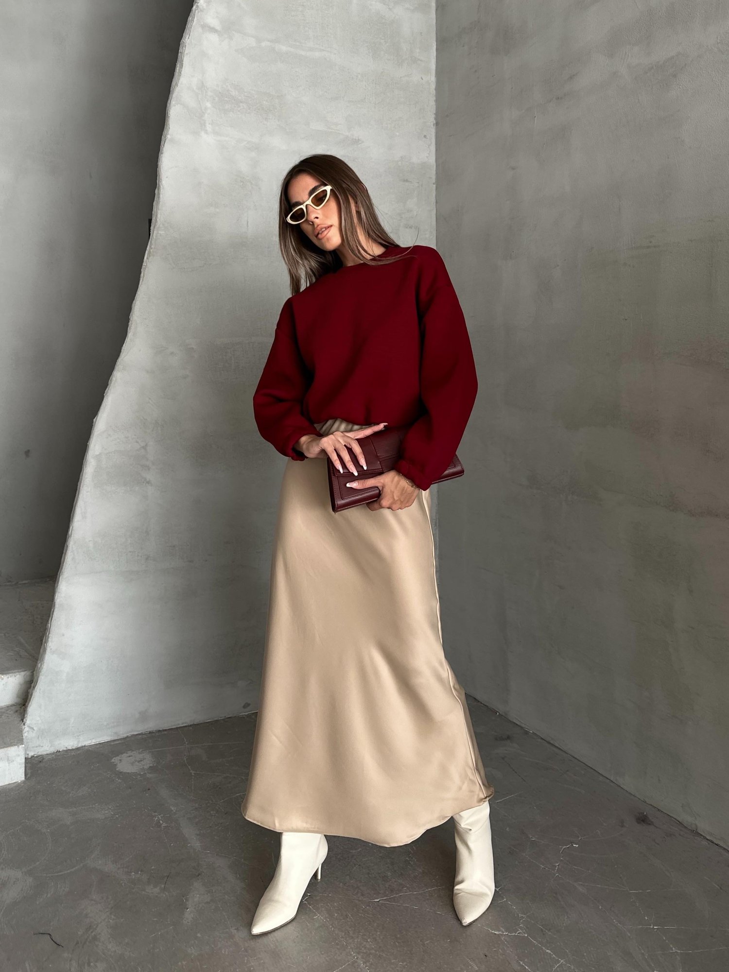 Maxi Boy Saten Etek Bej