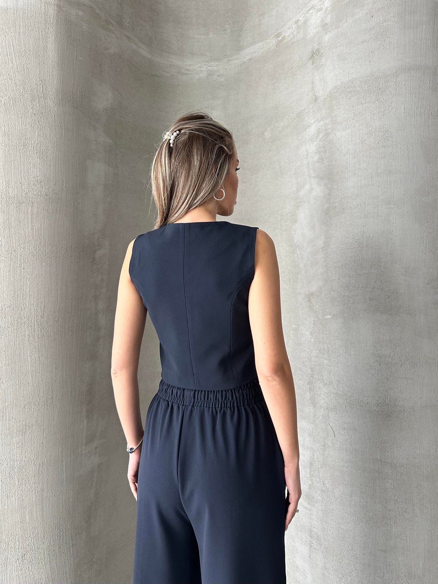 Pensli Polyviskon Yelek Lacivert