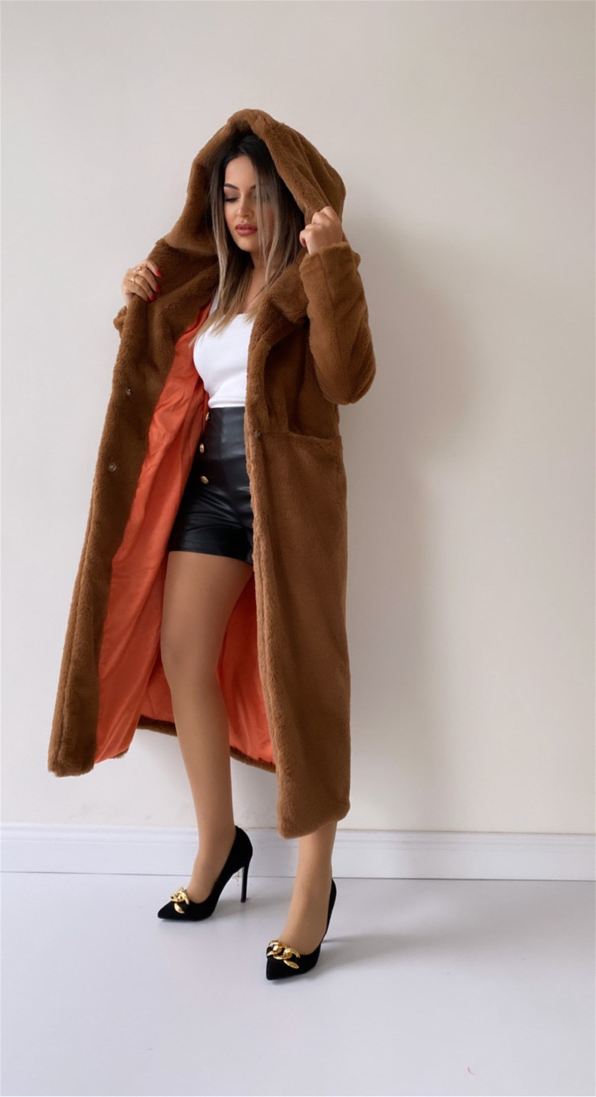 Renkli Astarlı Suni Kürk Kaban Taba