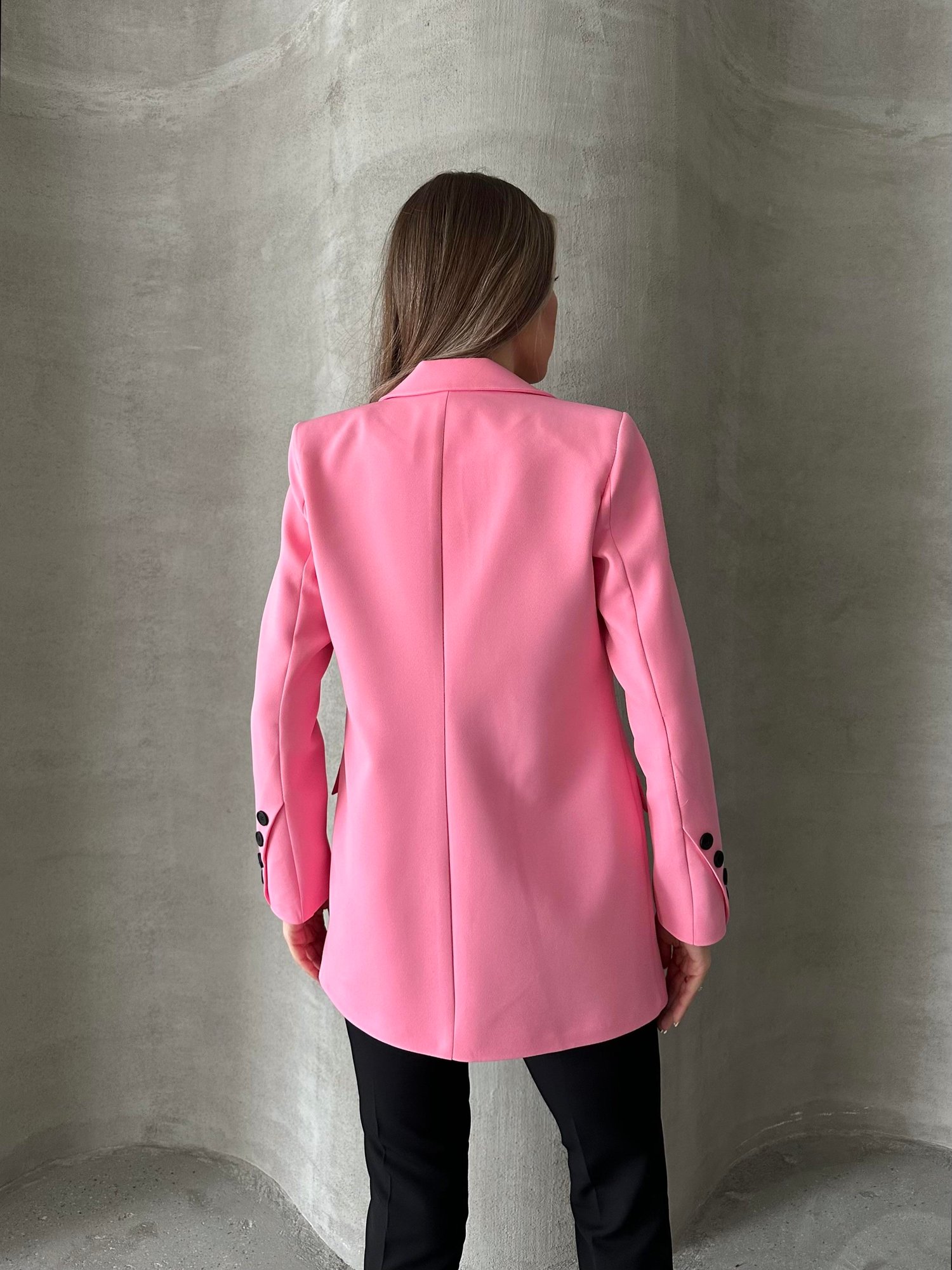 Tek Düğmeli Kol Detaylı Blazer Ceket Pembe