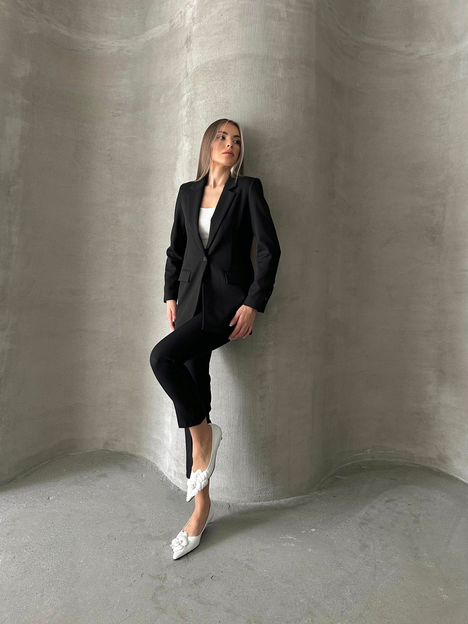 Tek Düğmeli Kol Detaylı Blazer Ceket Siyah