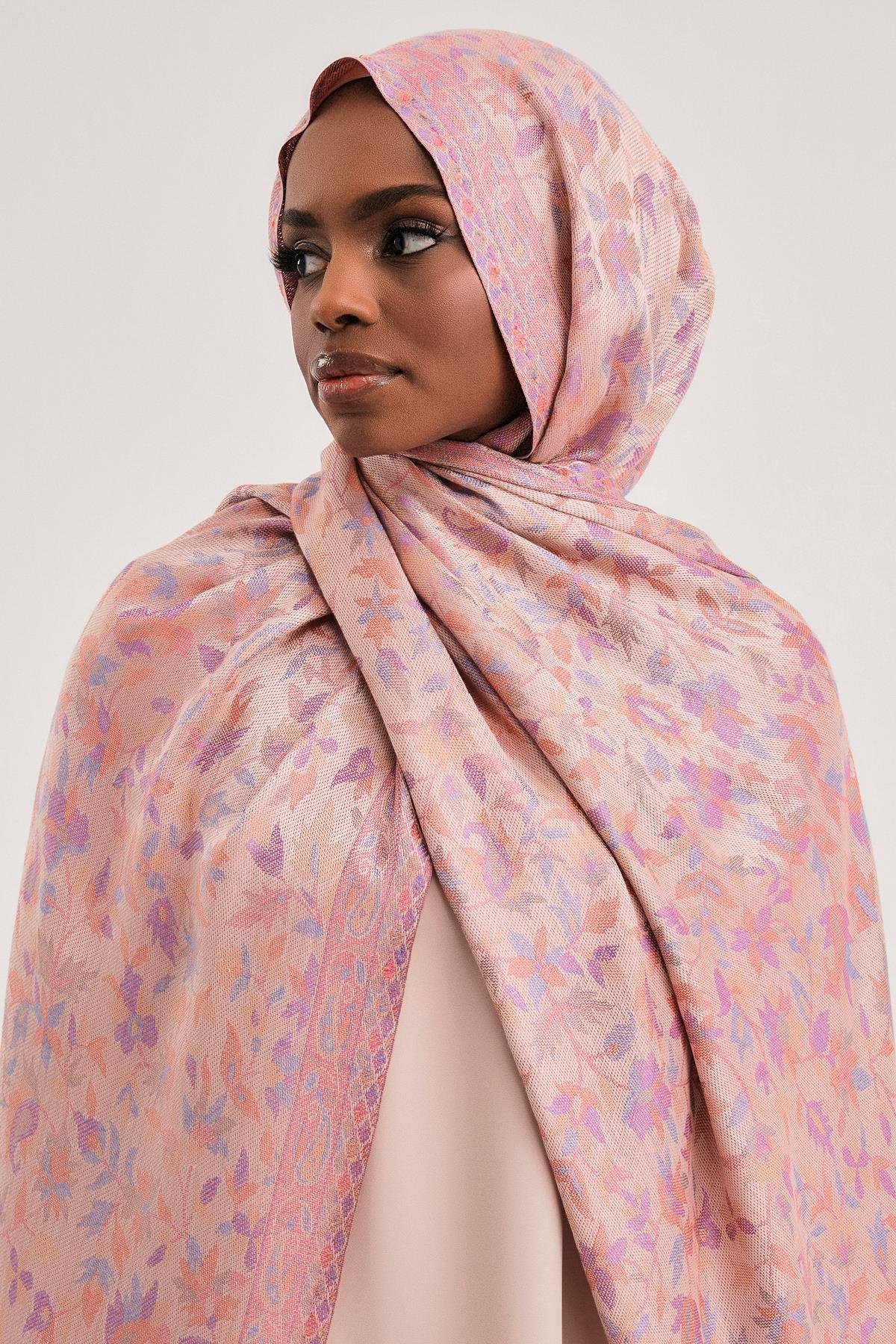 FLORAL KAŞMİR DOKUMA ŞAL-PUDRA
