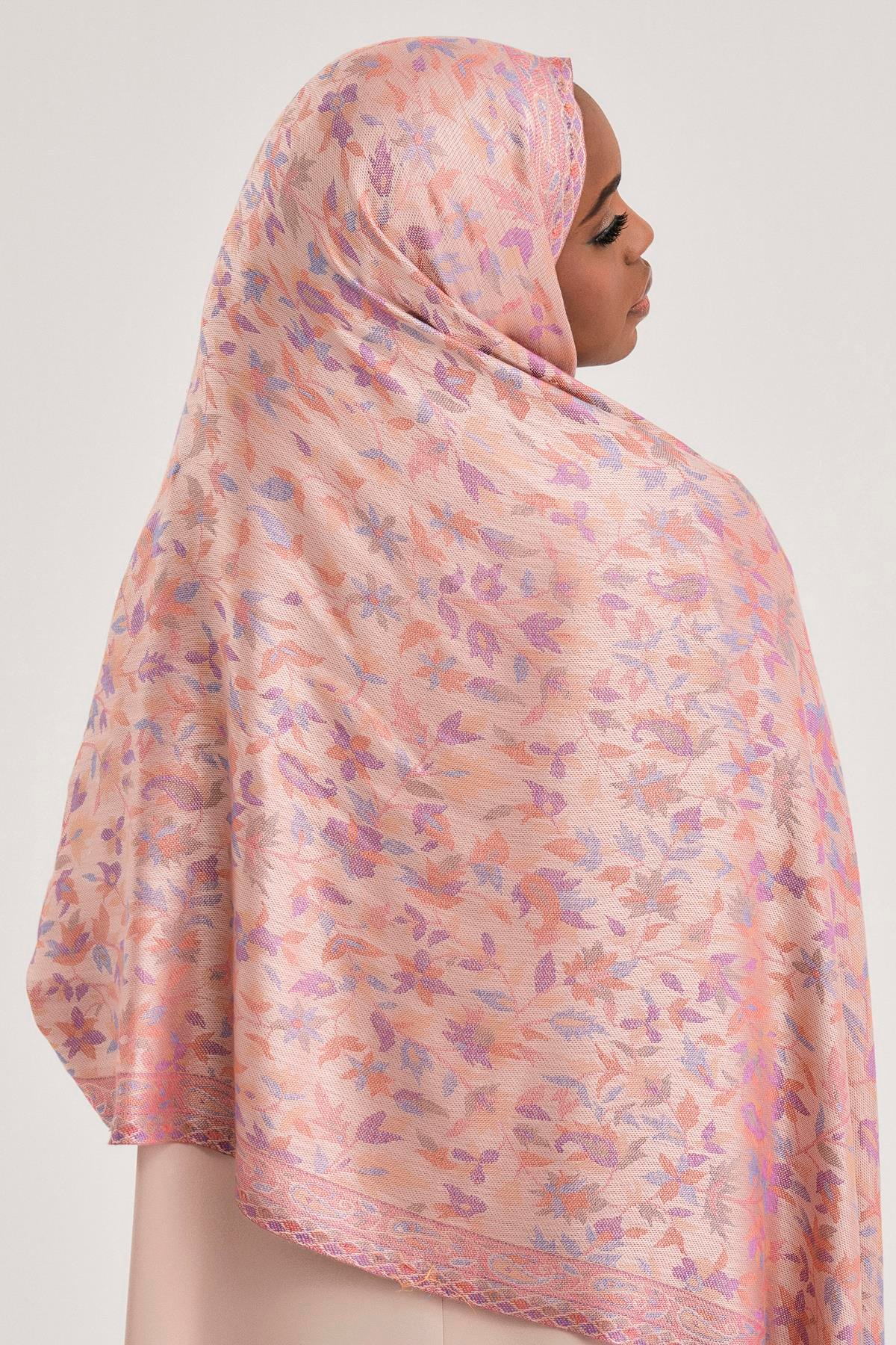 FLORAL KAŞMİR DOKUMA ŞAL-PUDRA