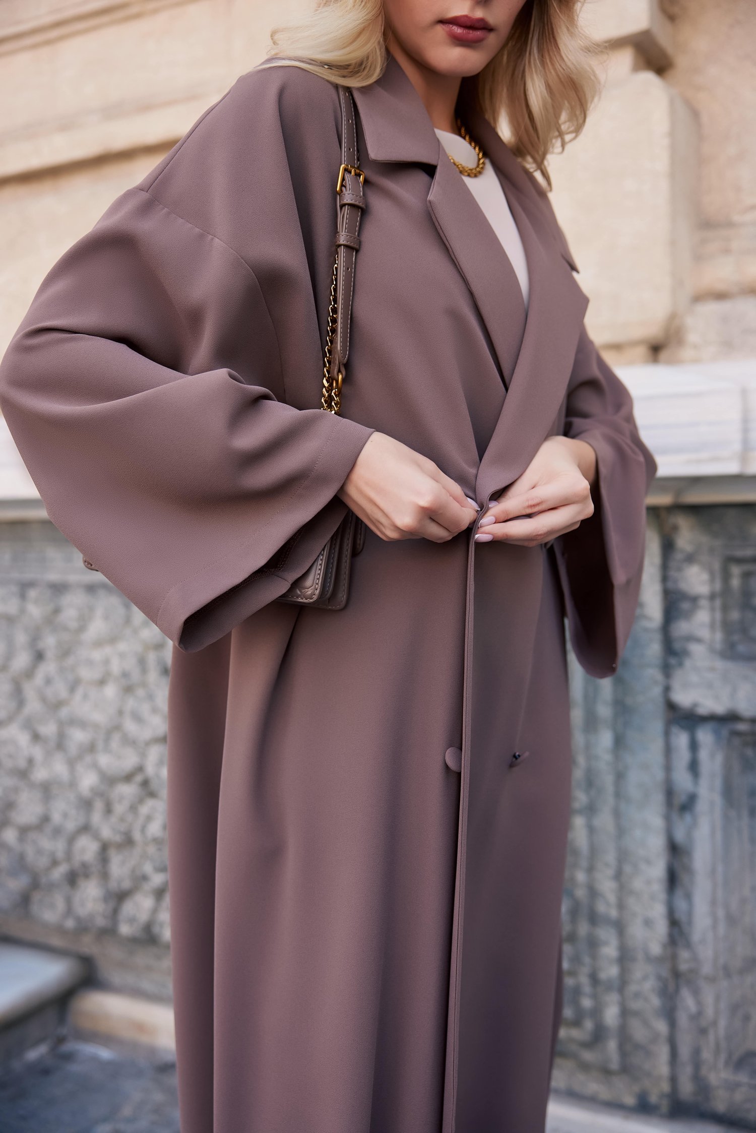 KRUVAZE YAKA DAILY ABAYA-BROWN