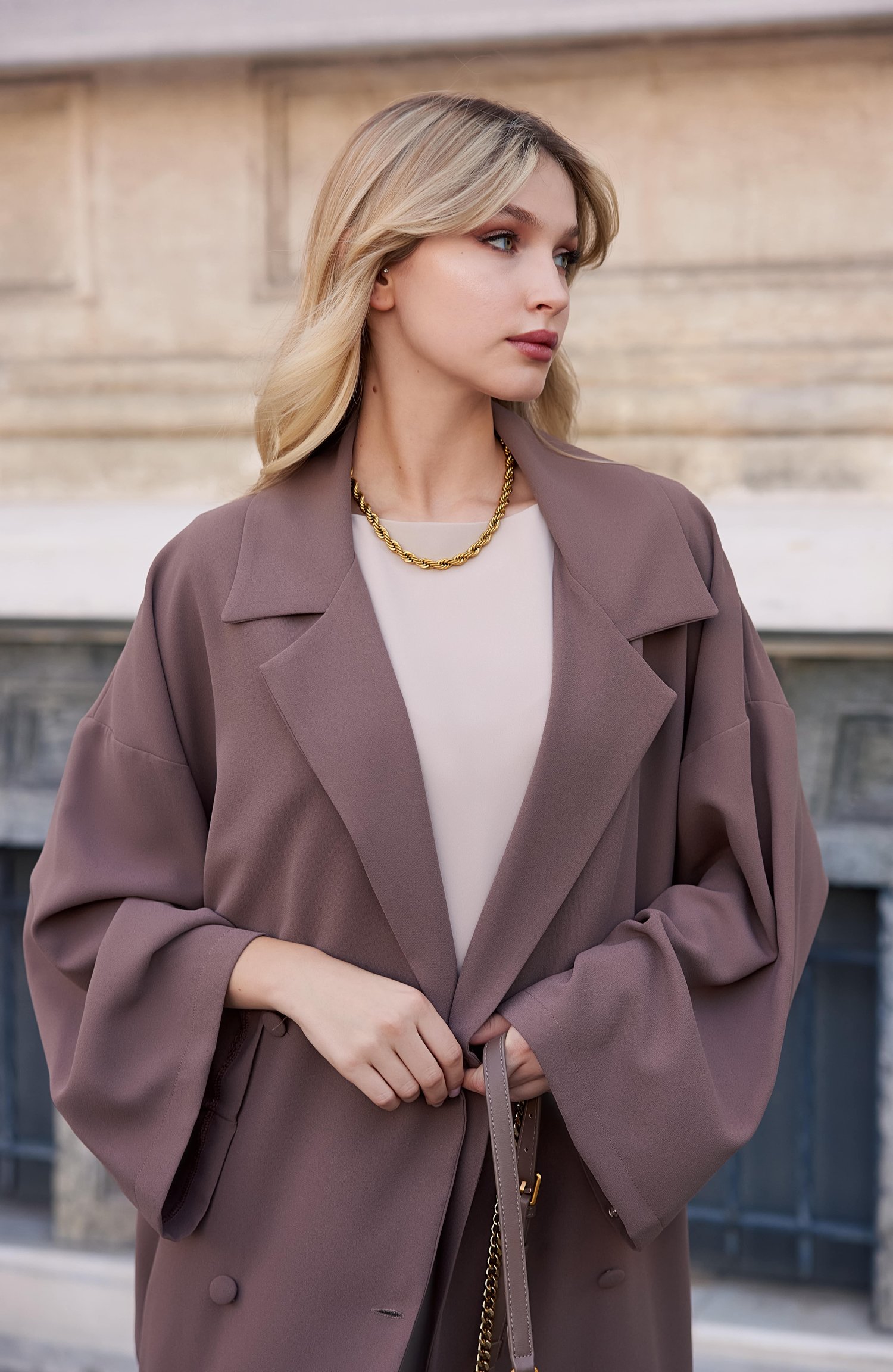 KRUVAZE YAKA DAILY ABAYA-BROWN