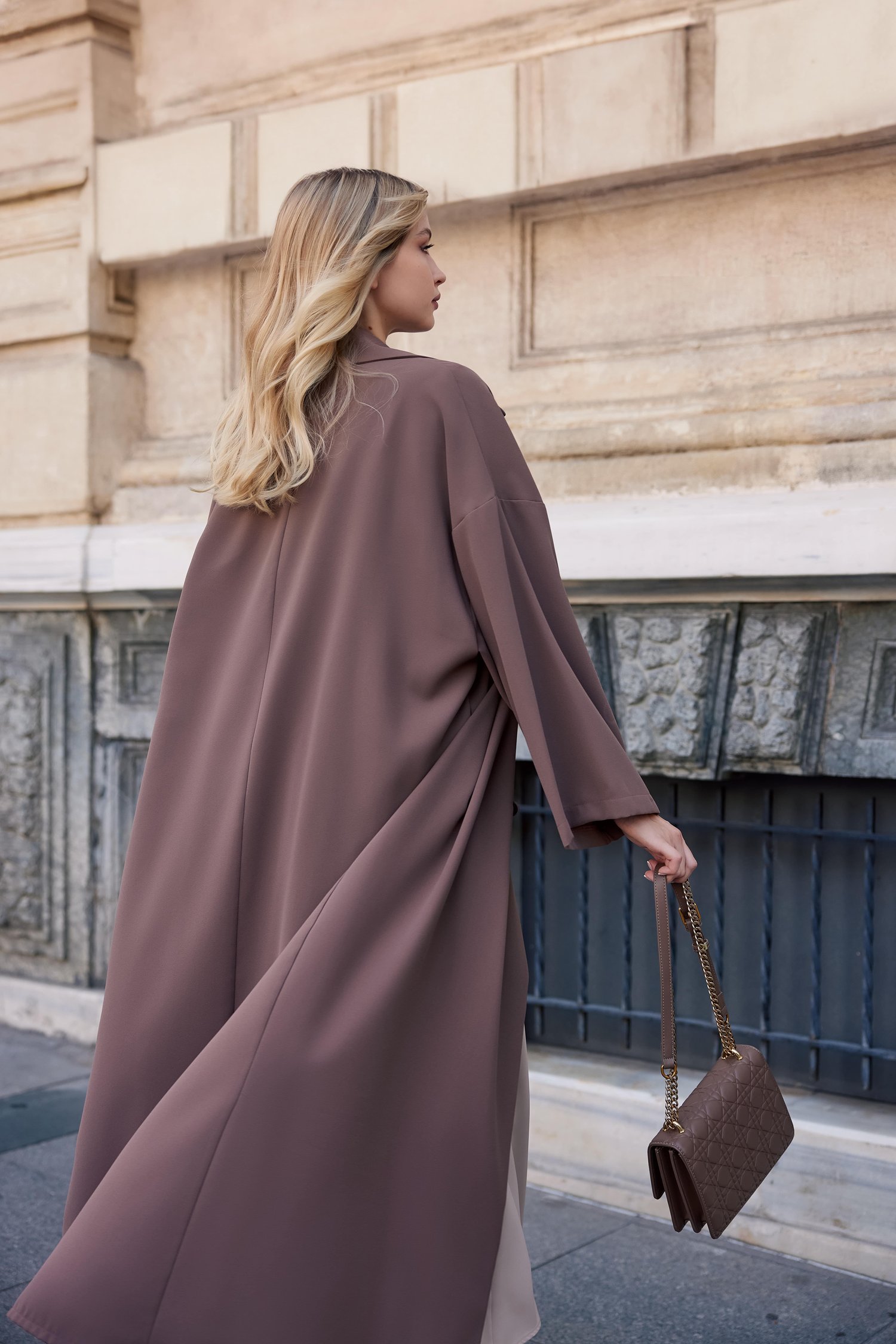 KRUVAZE YAKA DAILY ABAYA-BROWN