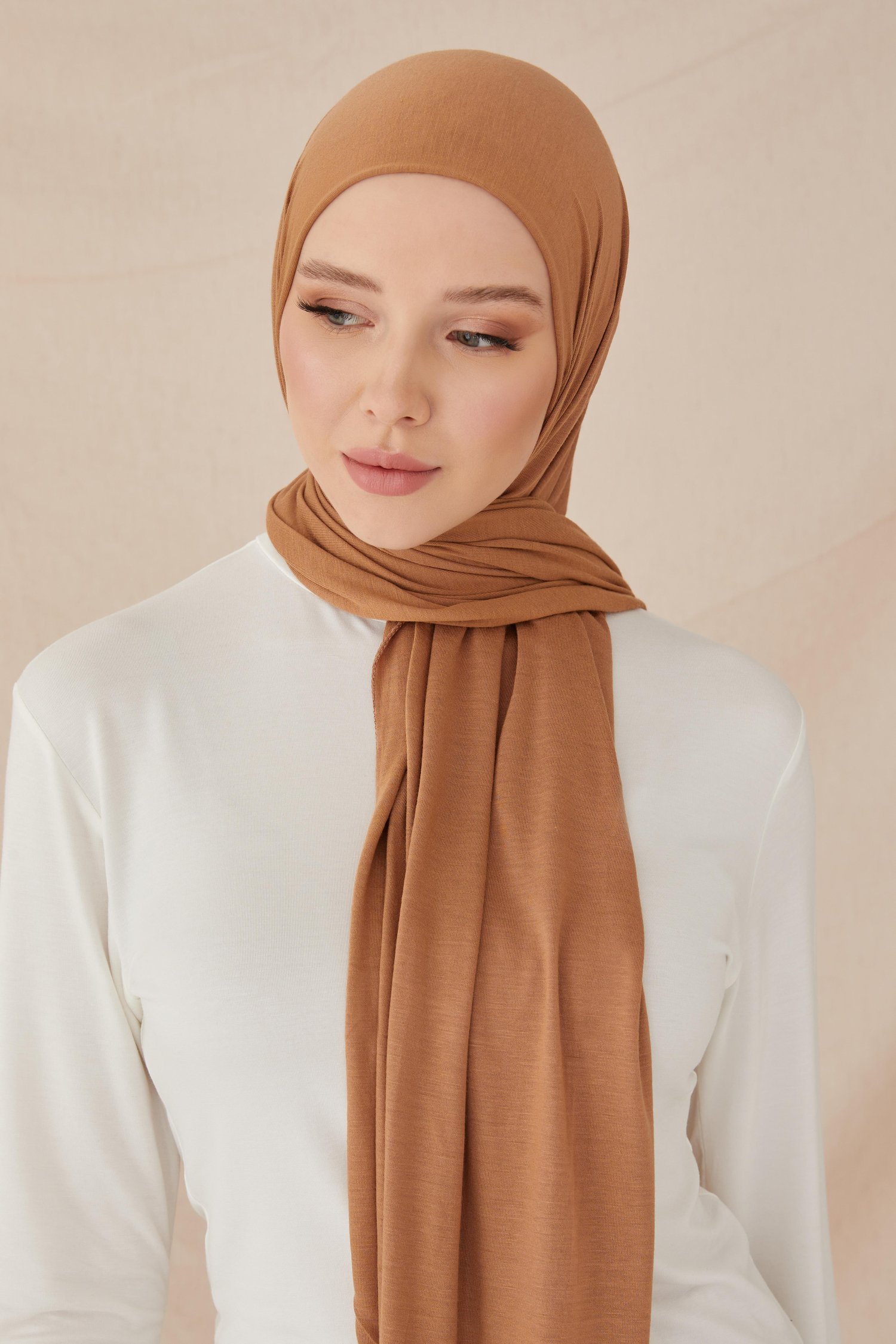 PREMIUM PLAIN COTTON COMBED SHAWL-CAMEL