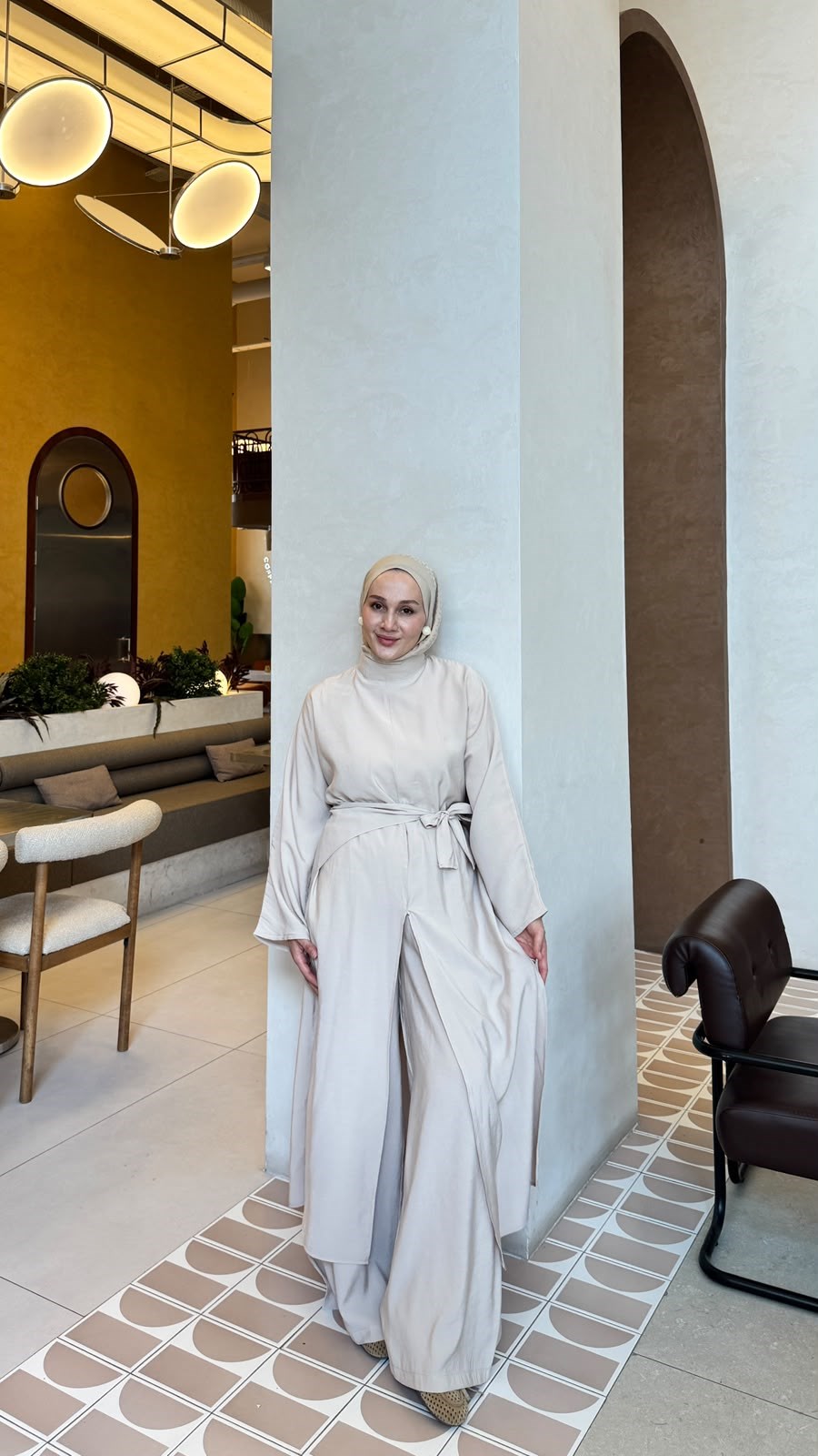 Abaya Takım -Bej