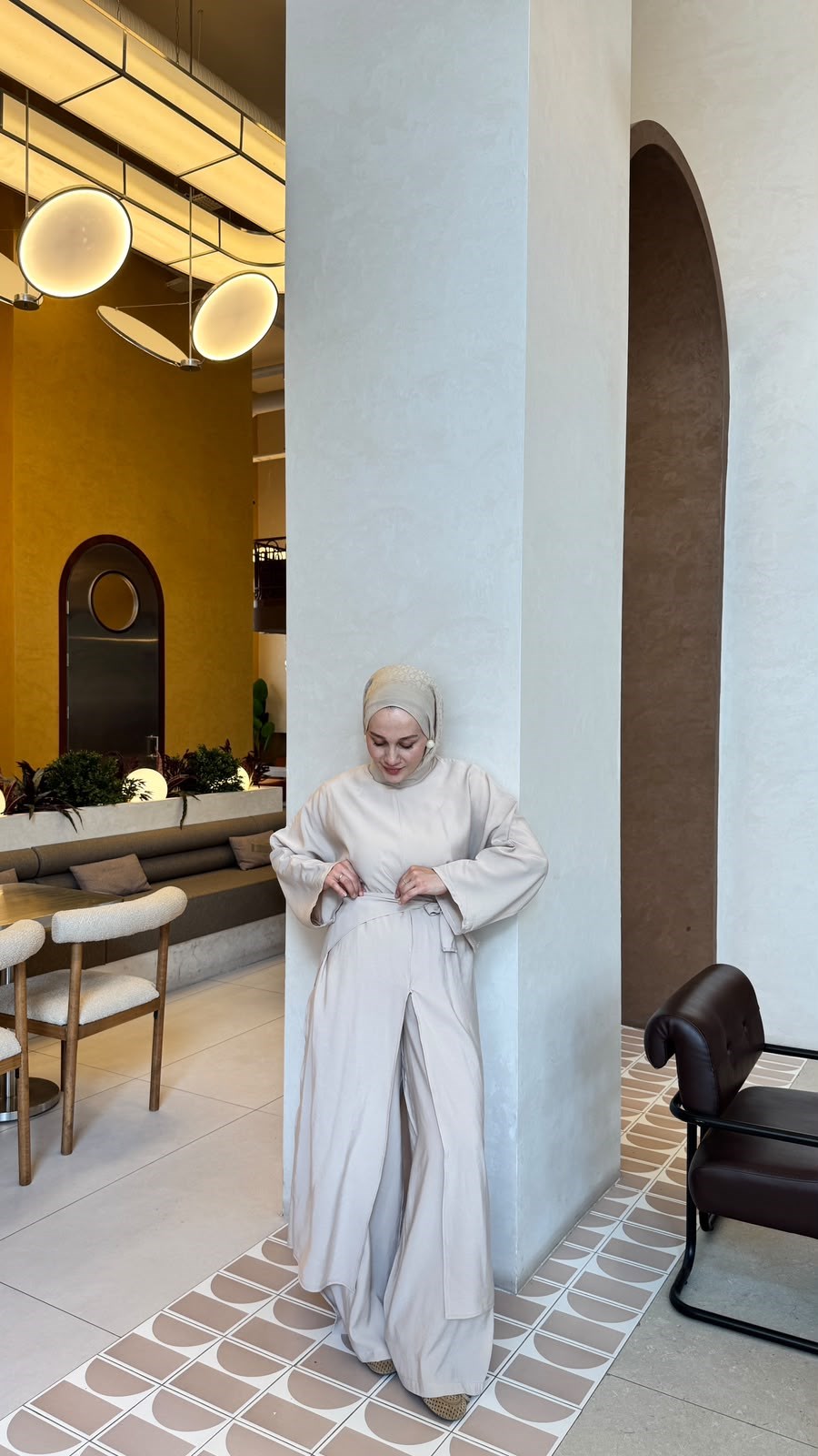Abaya Takım -Bej