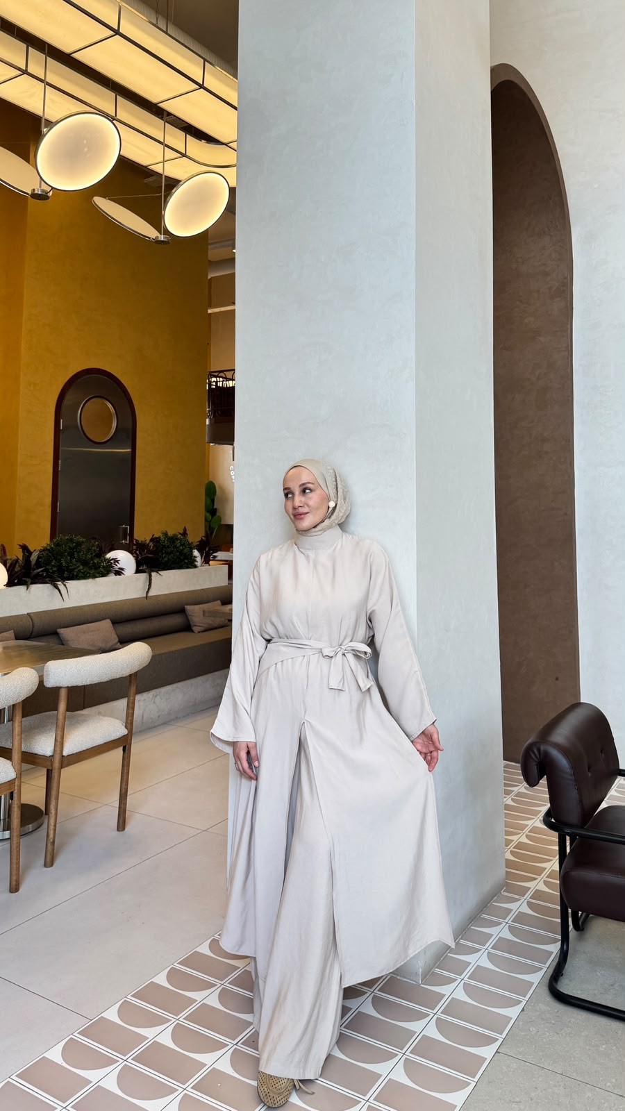 Abaya Takım -Bej