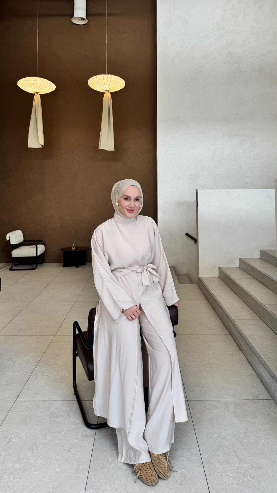 Abaya Takım -Bej