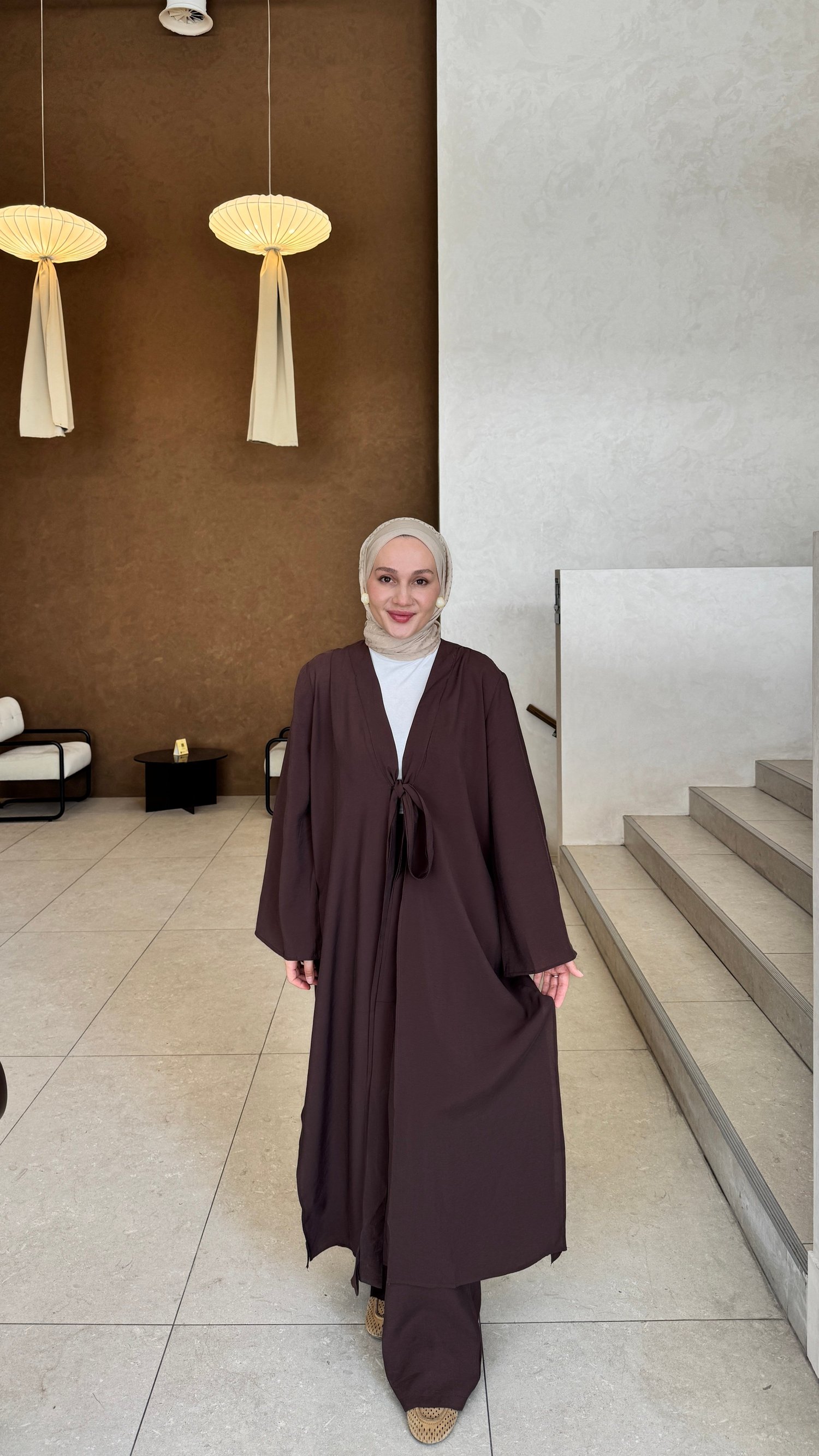 Bağlama Kimono Takım Kahve