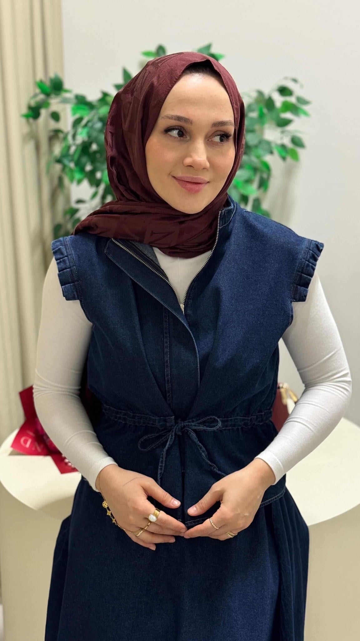 Denim Yelekli Etek Takım