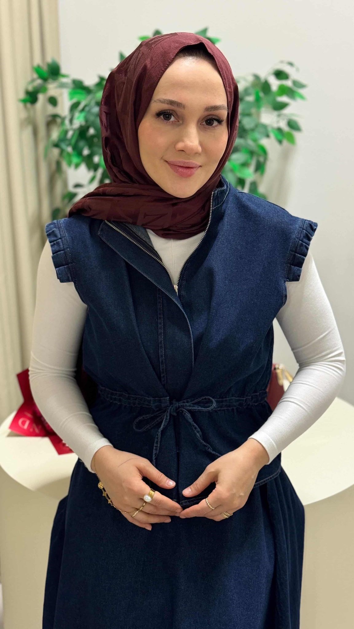 Denim Yelekli Etek Takım