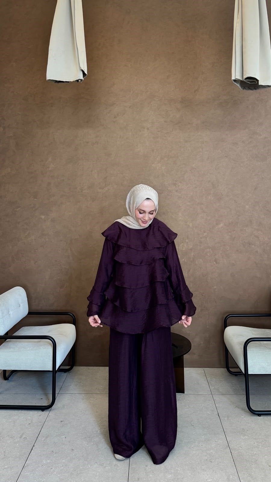 Fırfır Tül Takım-Mürdüm