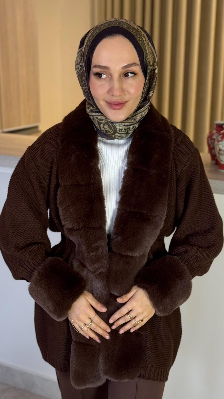 Kürklü Hırka-Kahve