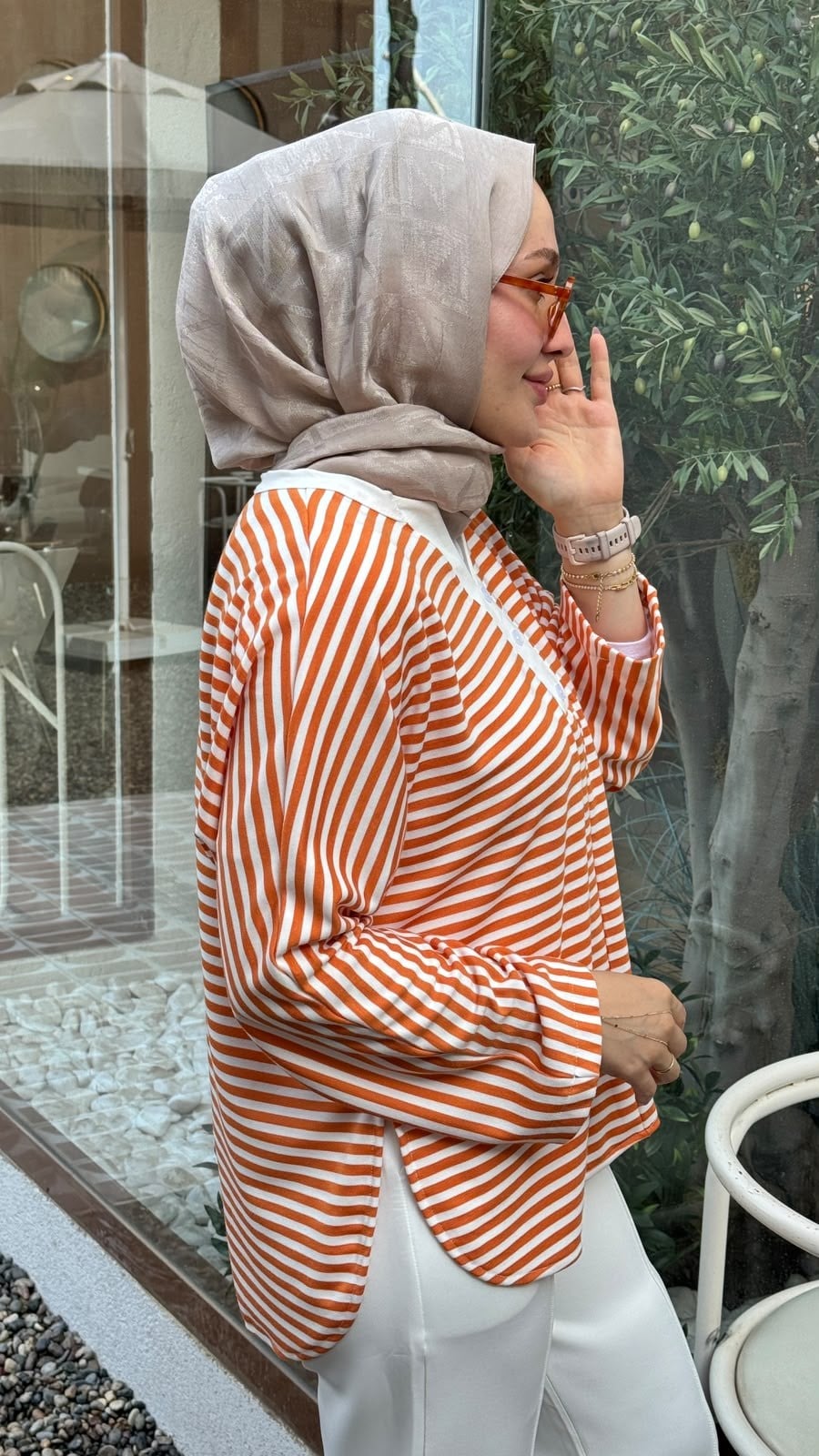 Laura Çizgi Bluz-Turuncu