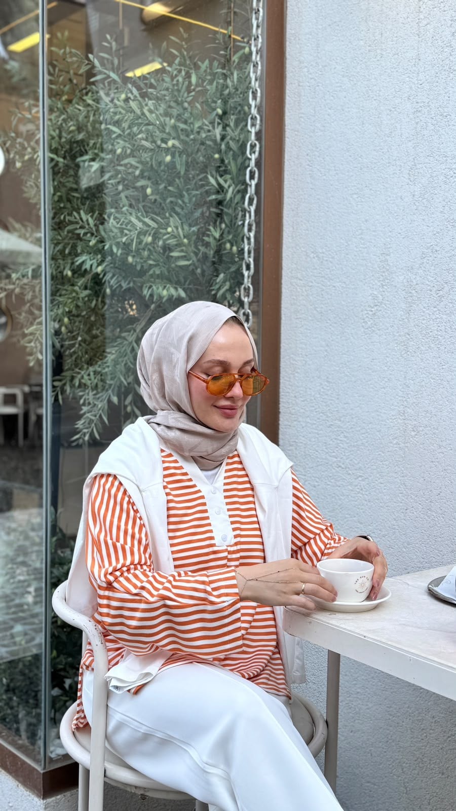 Laura Çizgi Bluz-Turuncu