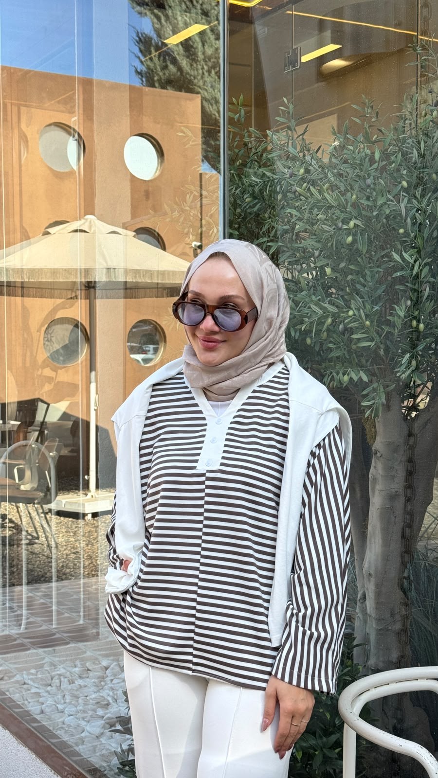 Laura Çizgi Bluz-Vizon