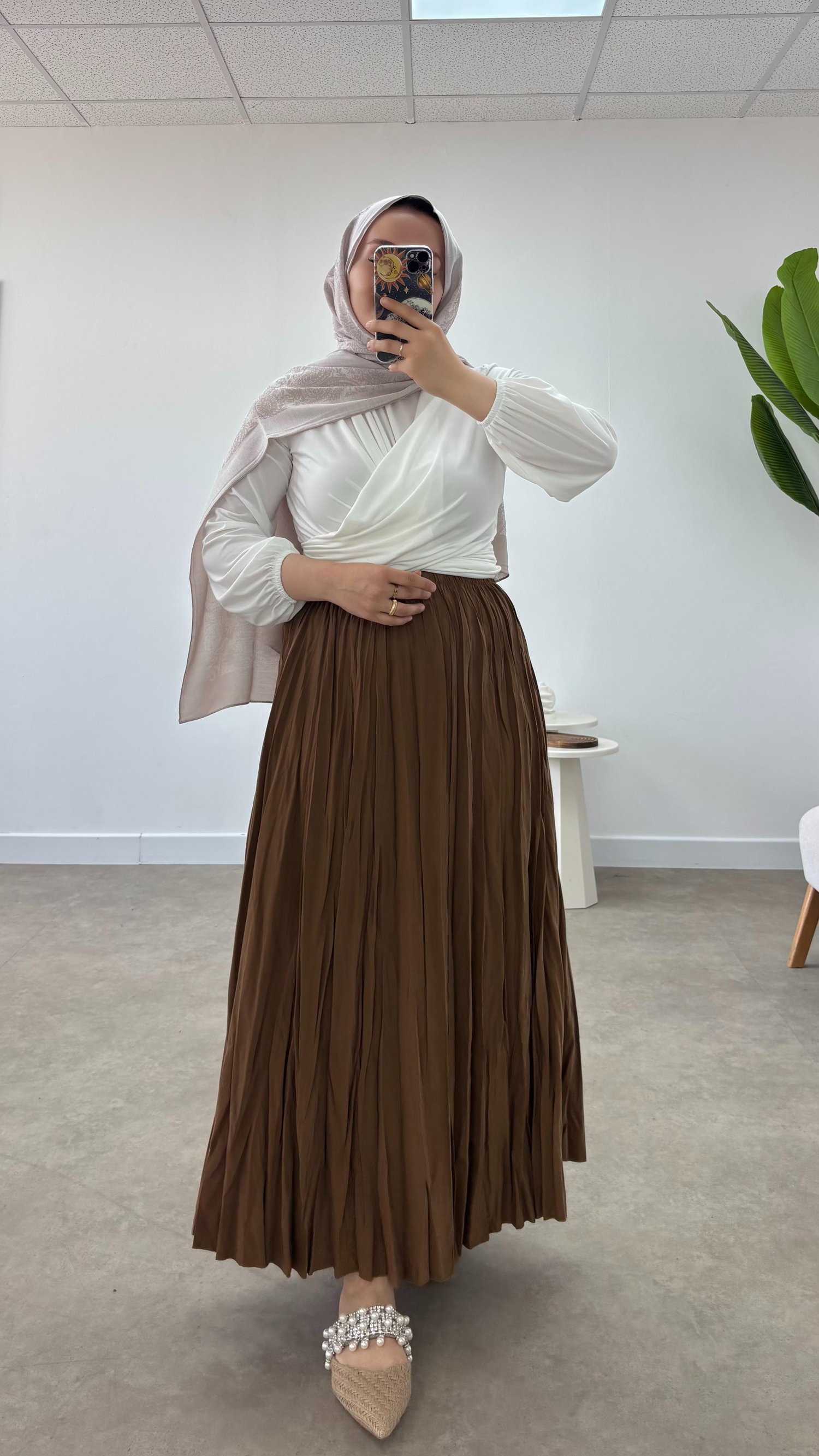 Ön Drape Bluz Beyaz