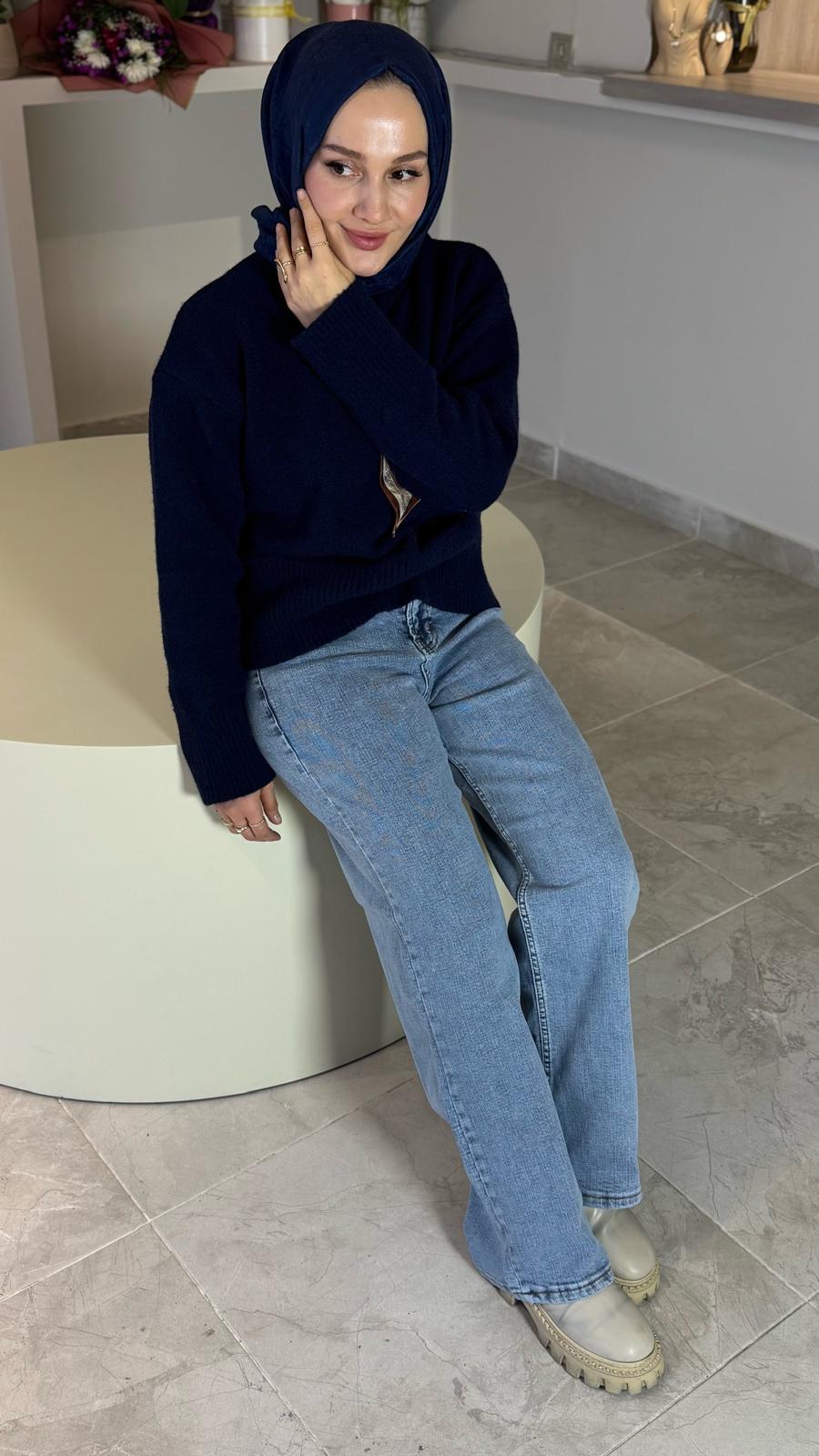 Palazzo Kot Pantolon-Denim