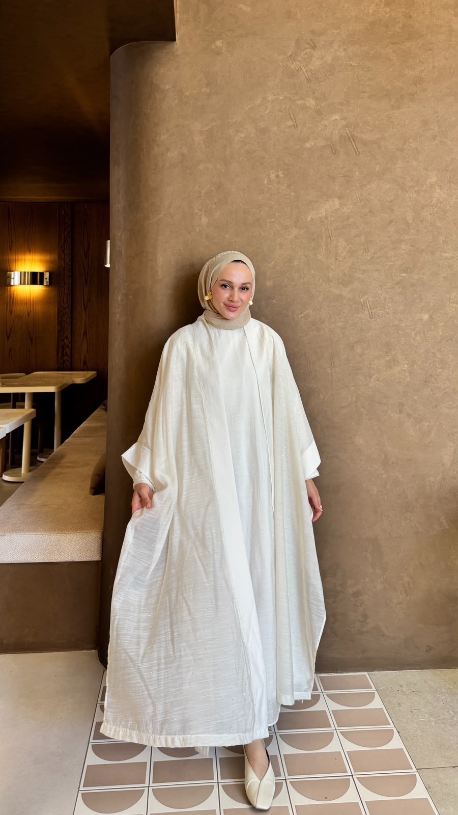 Pure Abaya Takım-Ekru