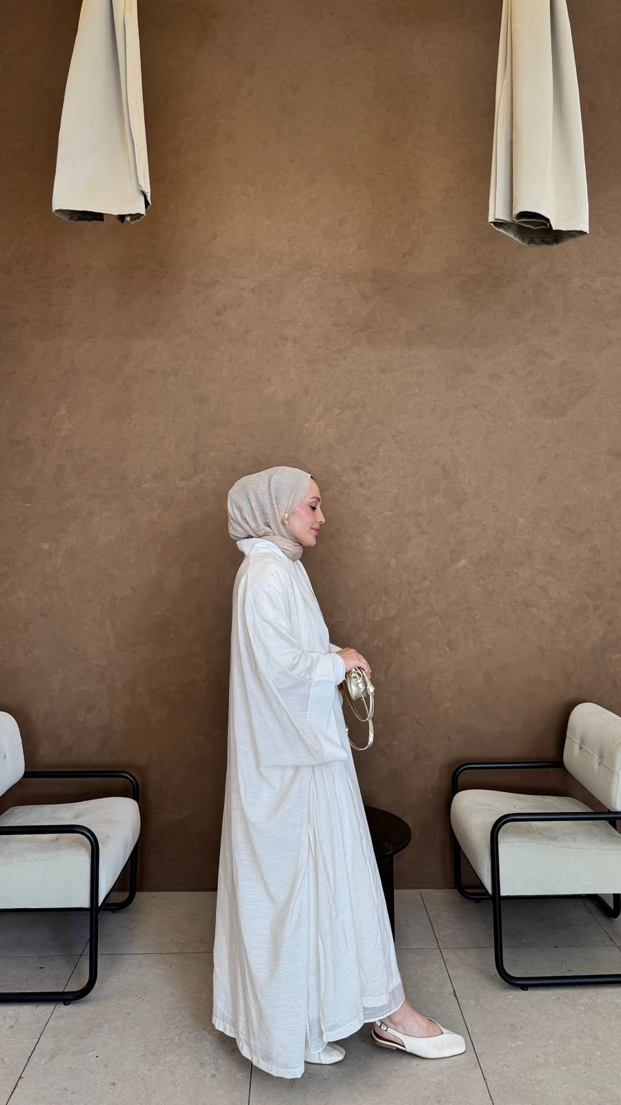 Pure Abaya Takım-Ekru