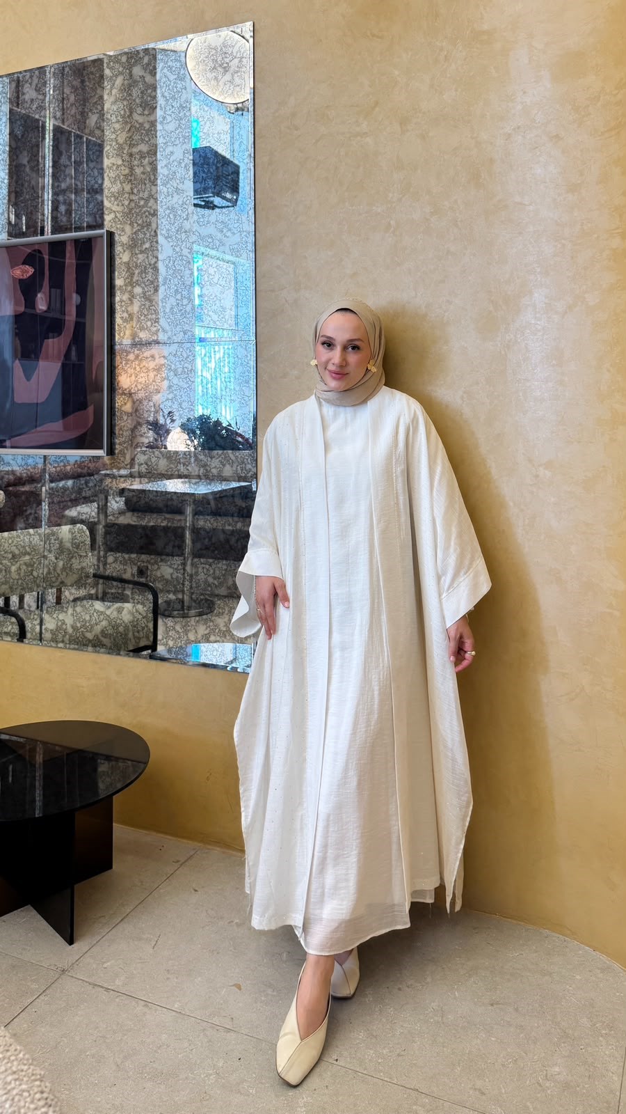 Pure Abaya Takım-Ekru