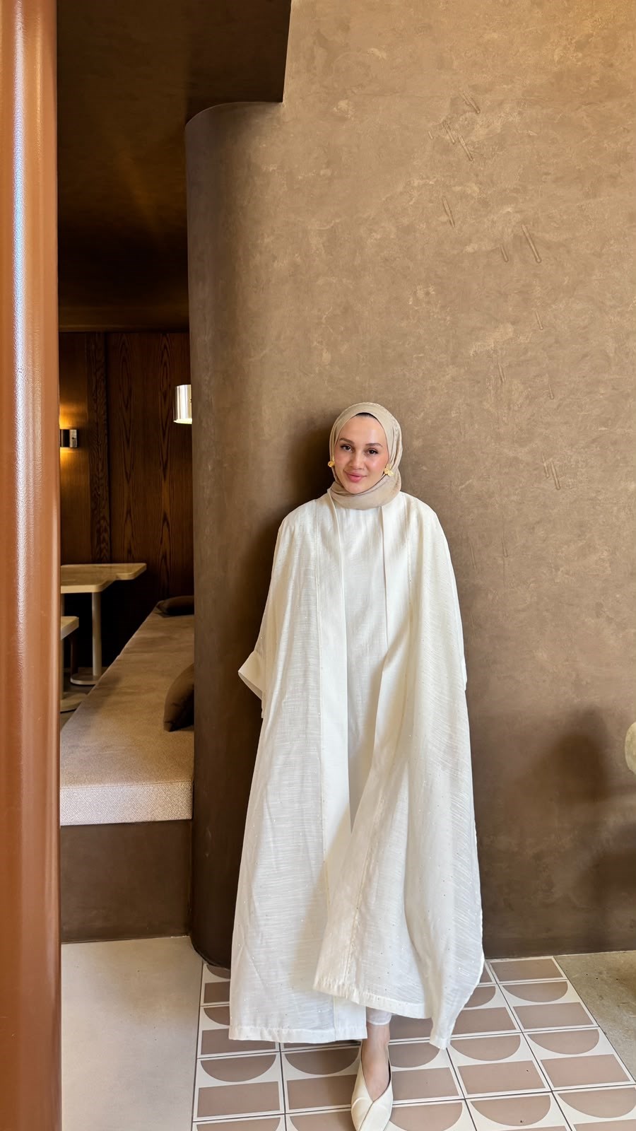 Pure Abaya Takım-Ekru