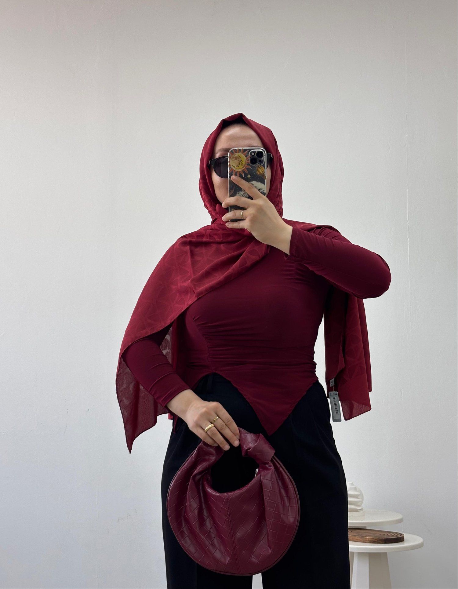 Yırtmaç Drape Bluz Bordo