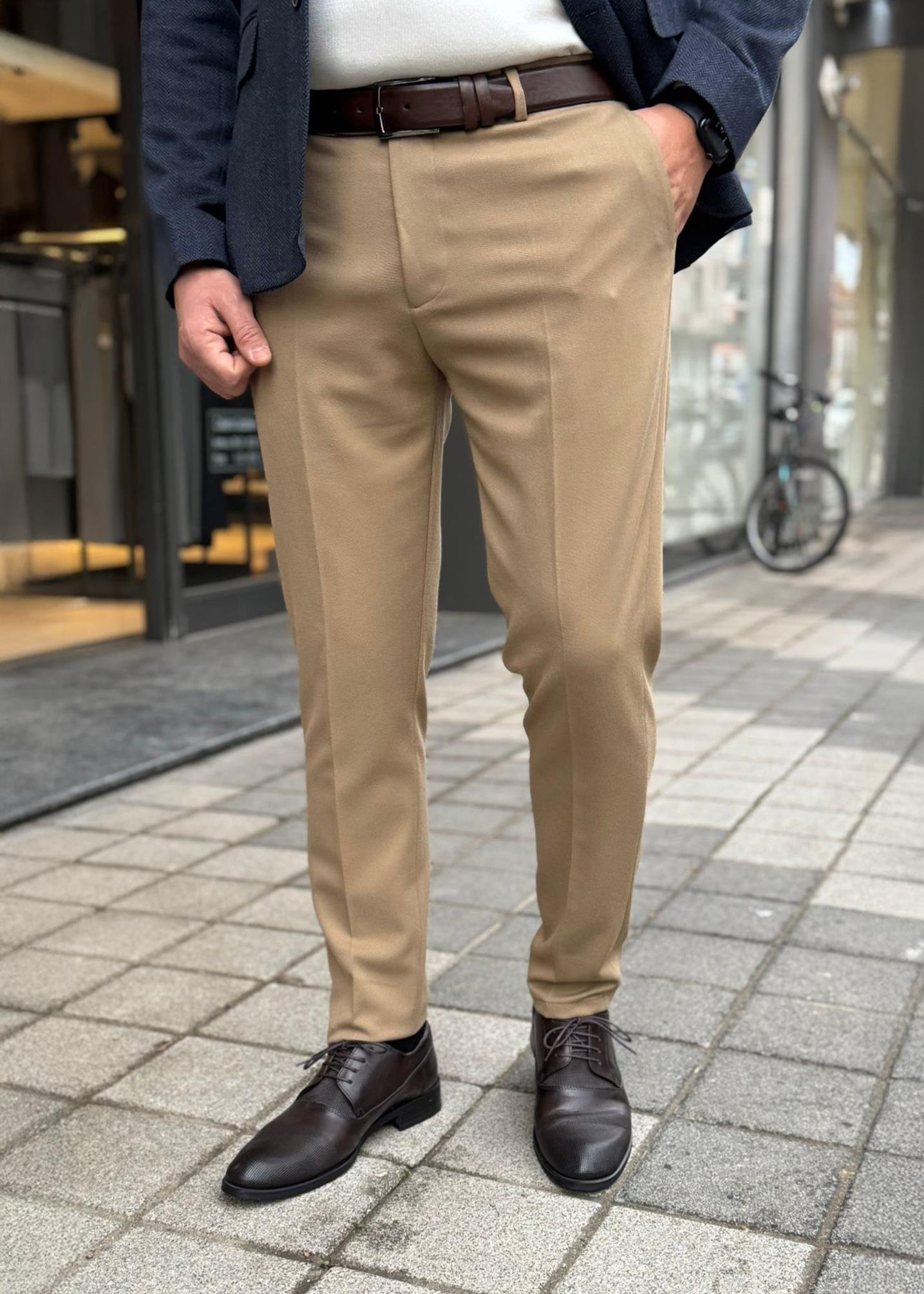 Bilek Üstü Kumaş Pantolon Camel