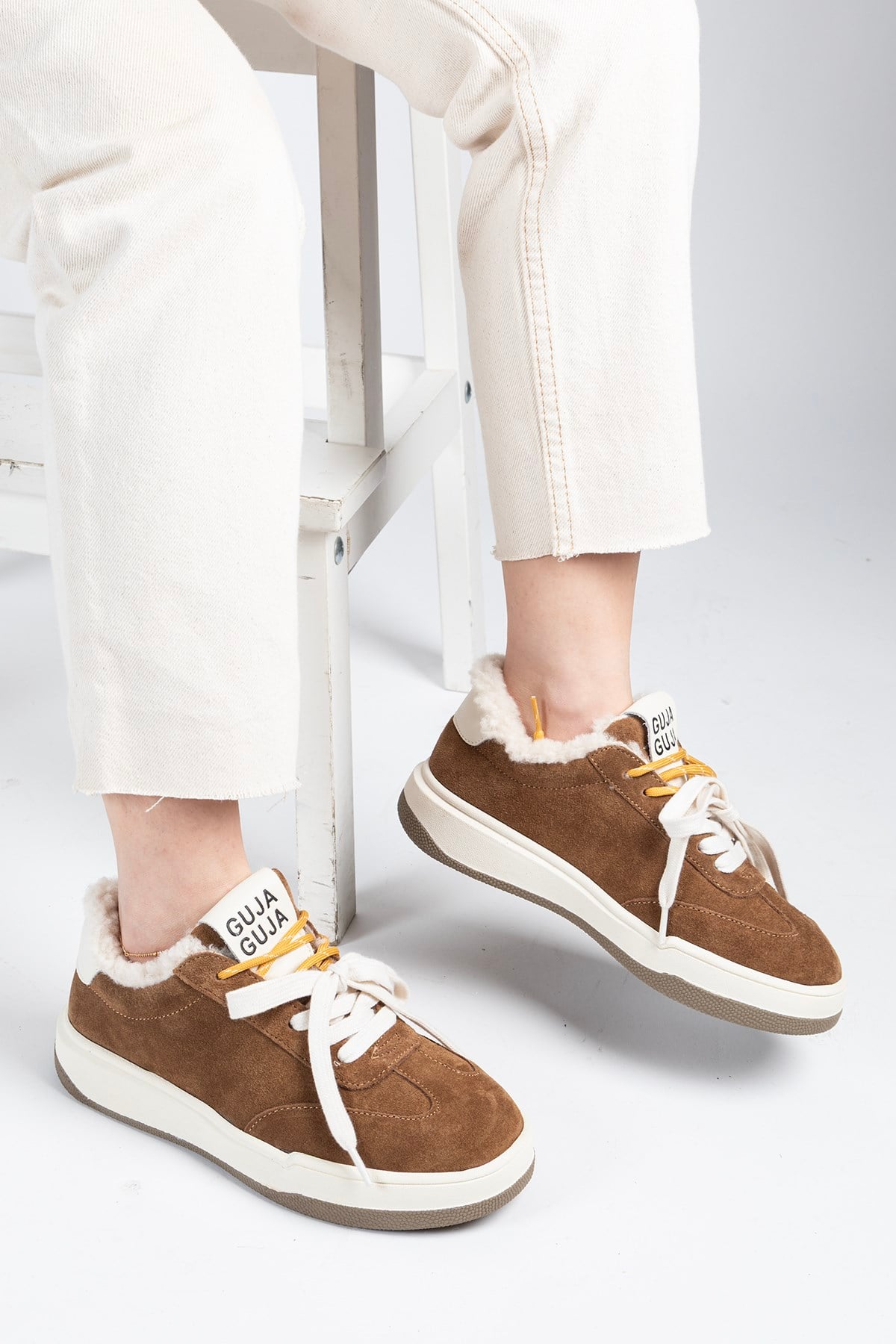 Kadın İthal Sneaker Camel Ortopedik Tabanlı Günlük Spor Ayakkabı