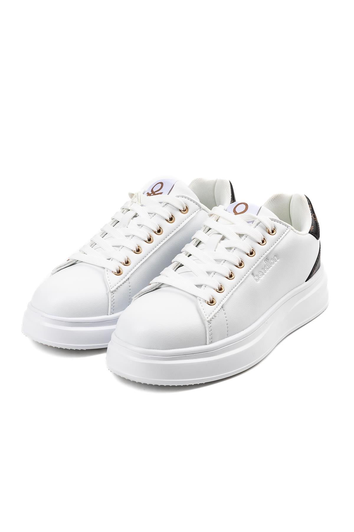 Benetton Beyaz Sneaker Topuk Logo Detaylı Ayakkabı