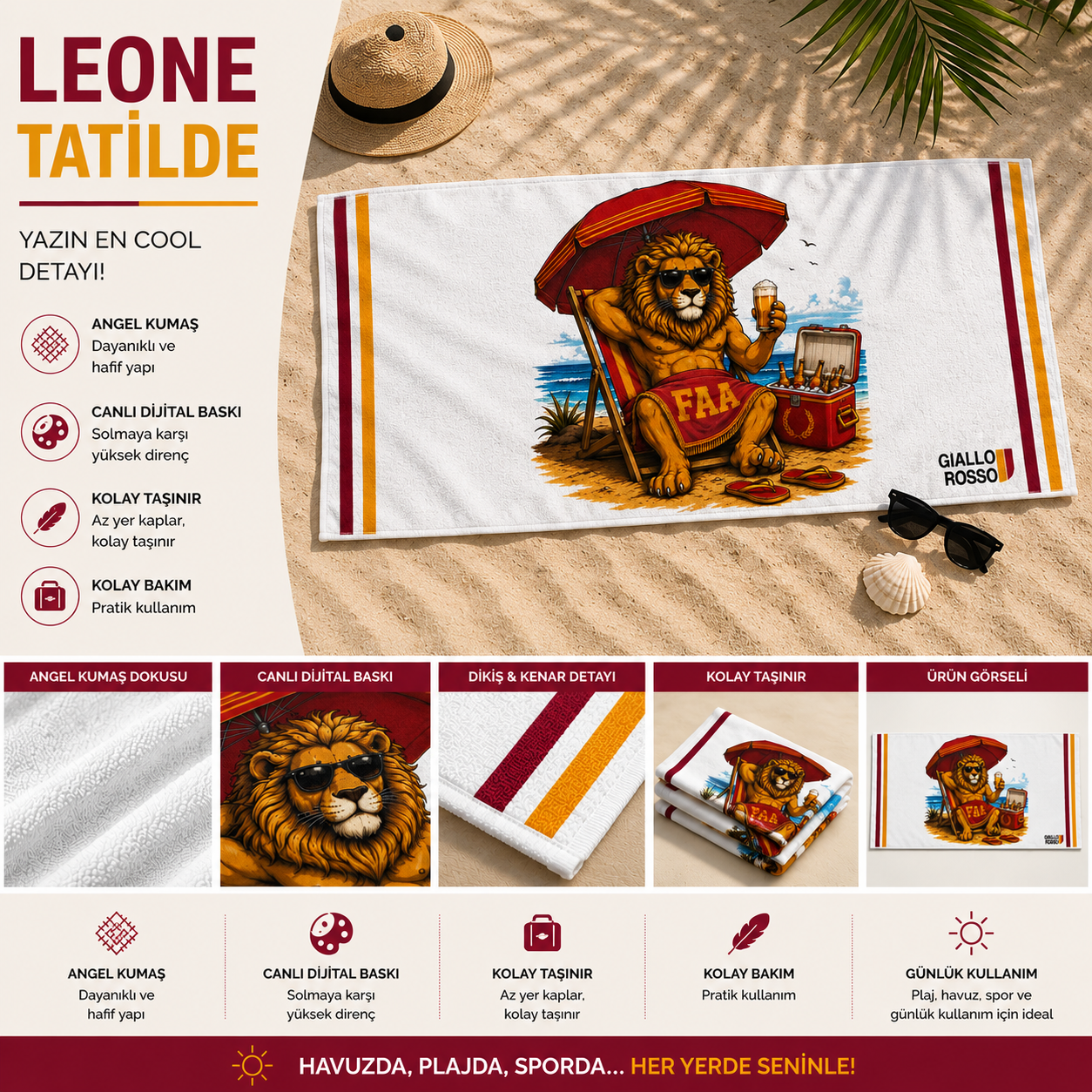 Leone Tatilde Plaj Havlusu
