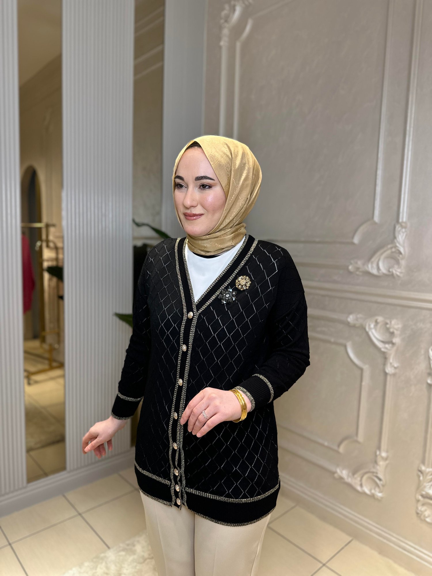 101005 Merserize Baklava Desenli Hırka