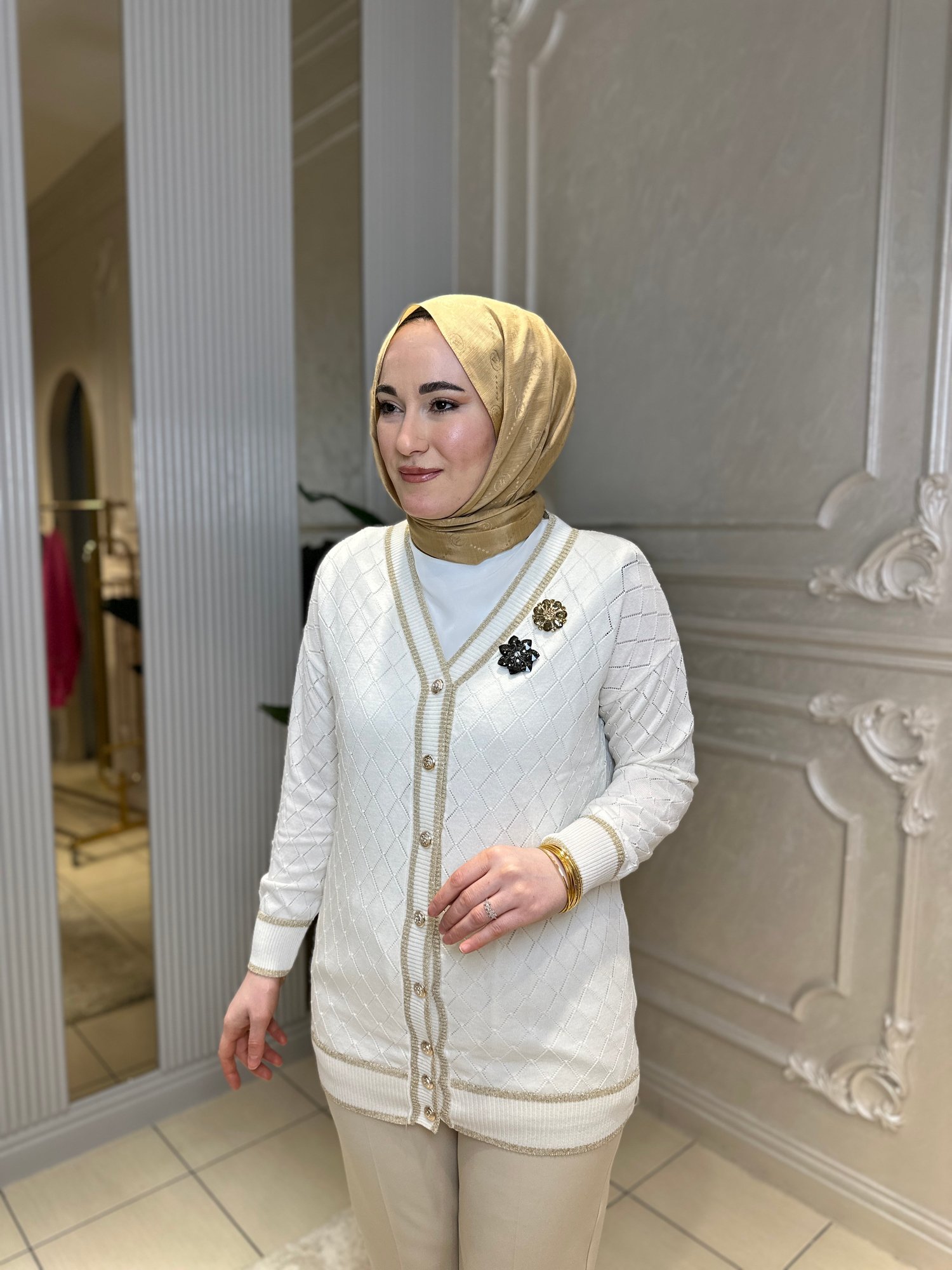 101005 Merserize Baklava Desenli Hırka
