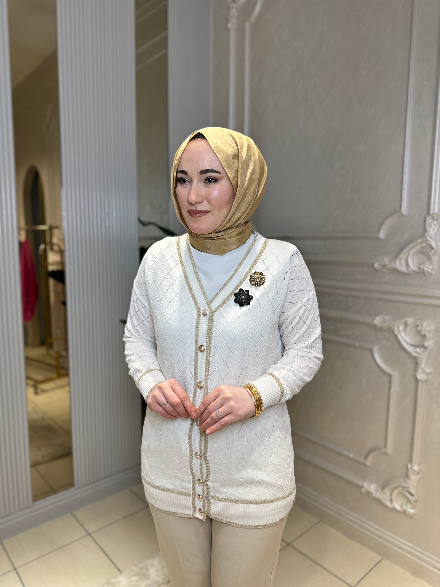 101005 Merserize Baklava Desenli Hırka